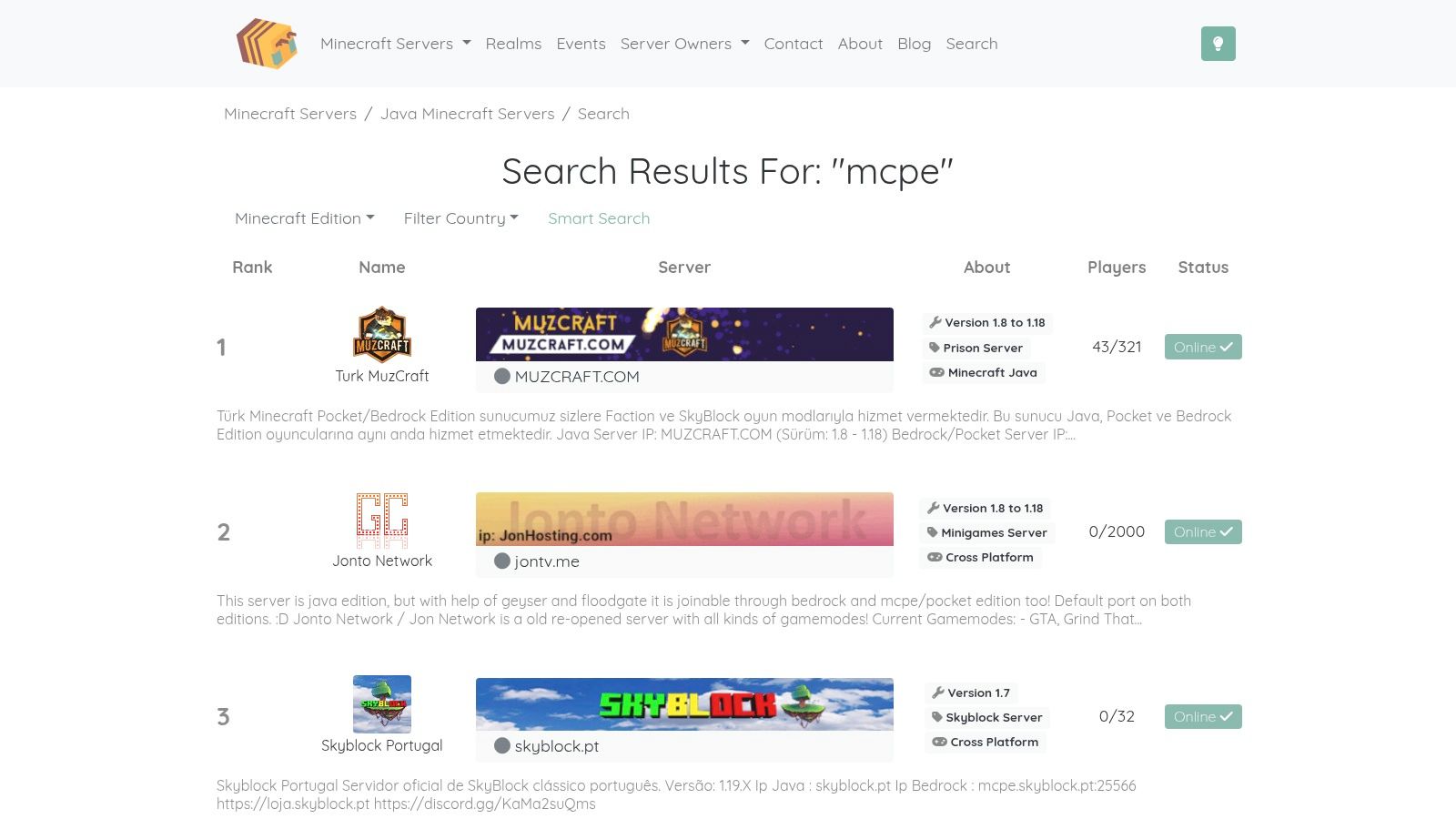 Minecraft.Buzz – Bedrock/MCPE Search