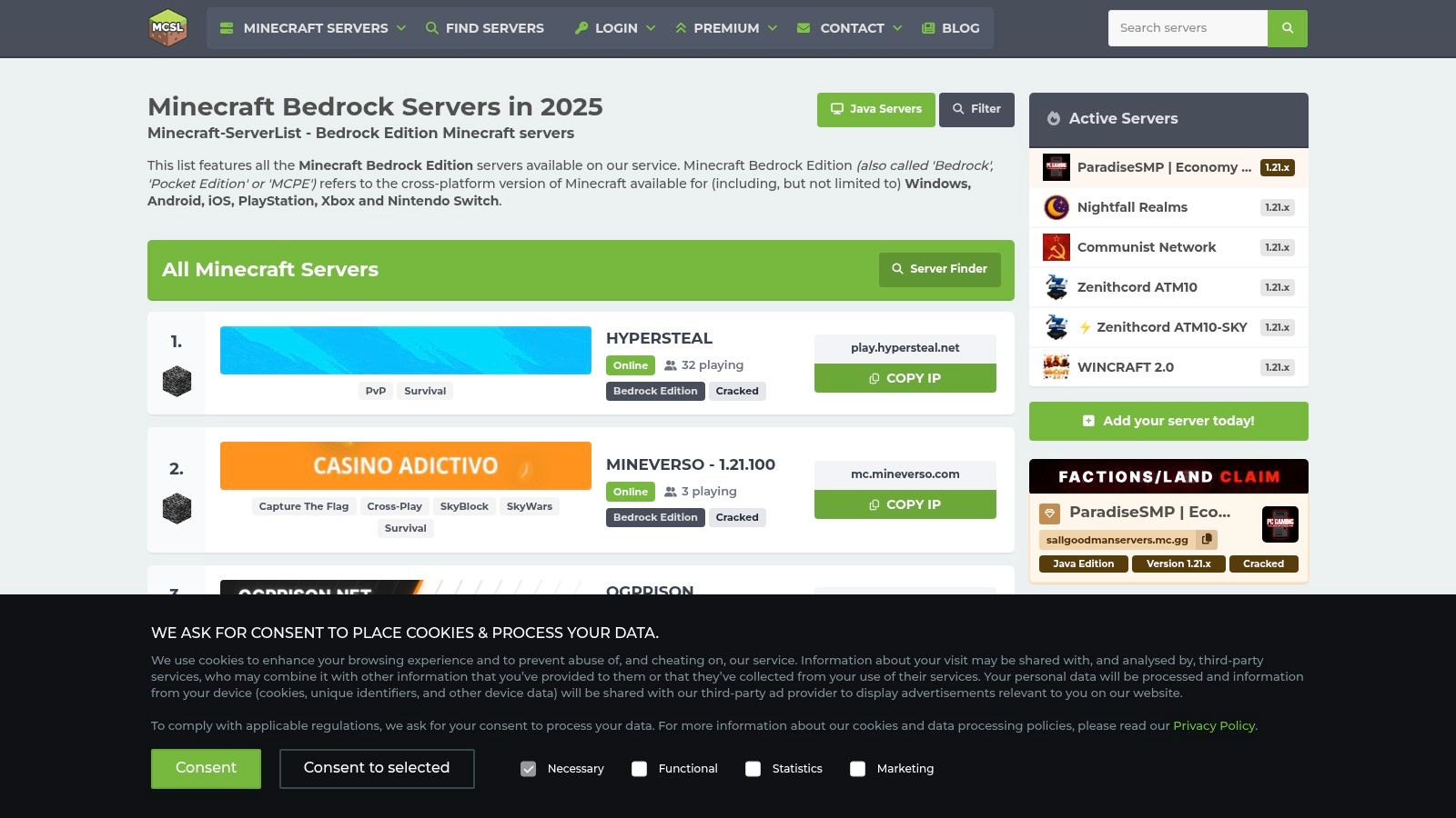 Minecraft-ServerList.com – Bedrock