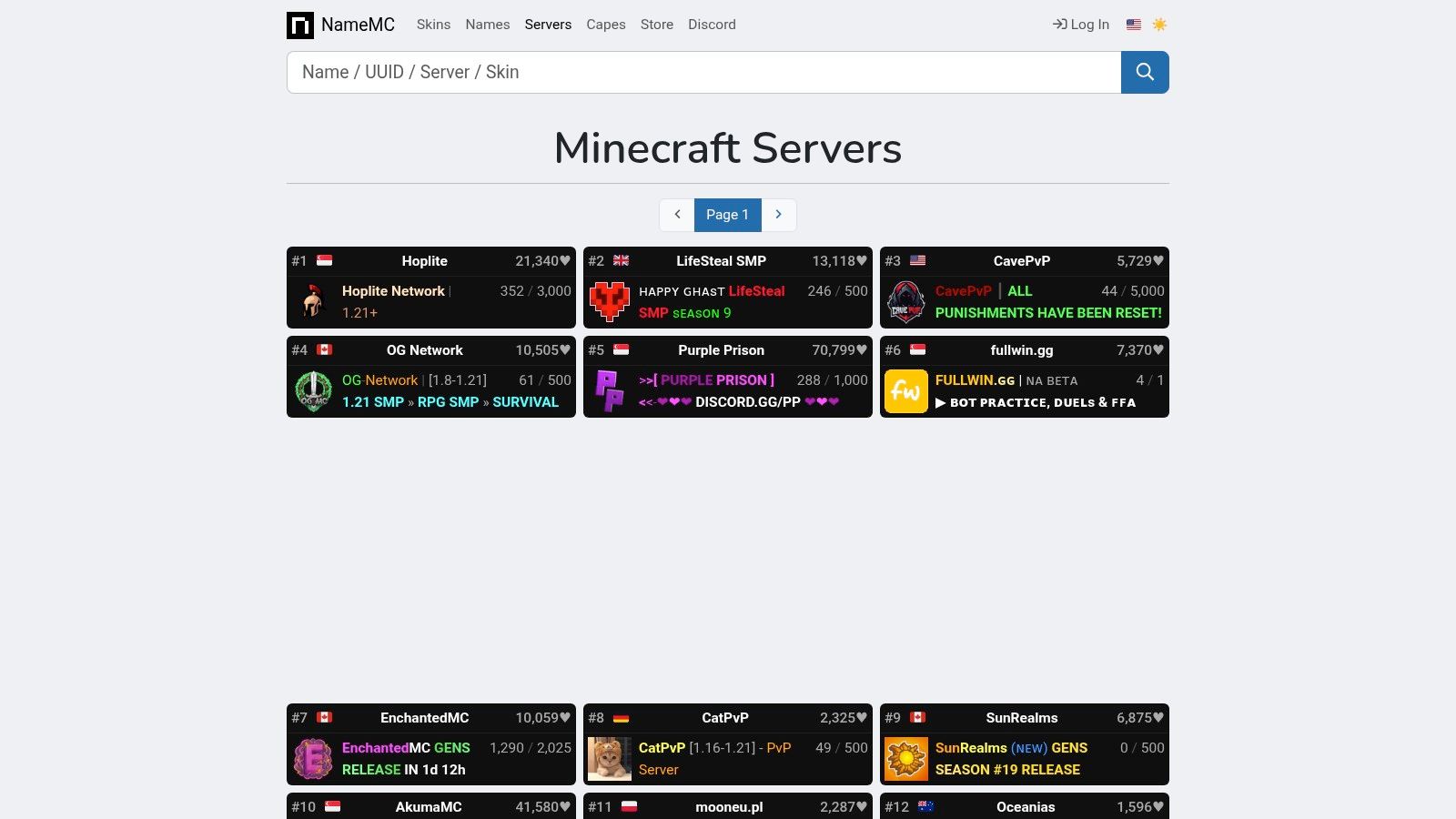 NameMC – Server Discovery