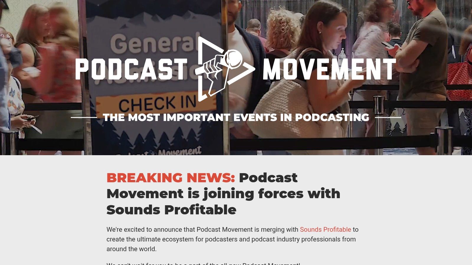 A large audience attending a session at a Podcast Movement conference, highlighting the event's scale.