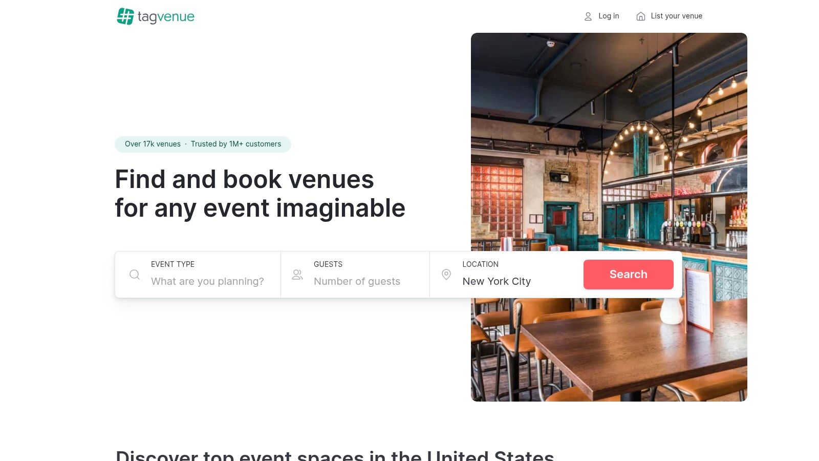 A person searching for a venue on a laptop, representing the Tagvenue platform's user interface.
