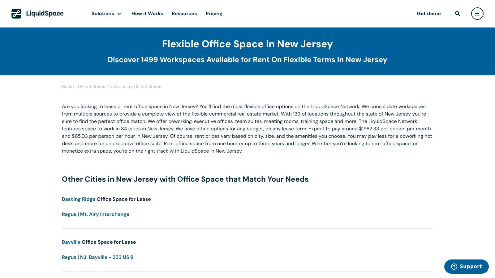 LiquidSpace co-working office spaces in New Jersey