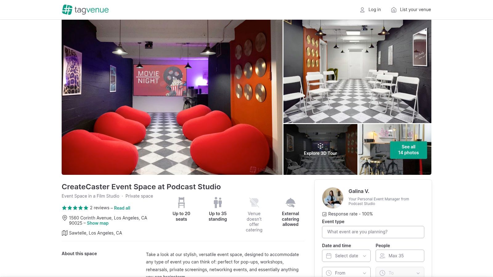 A content creation space with podcasting equipment available for rent on Tagvenue