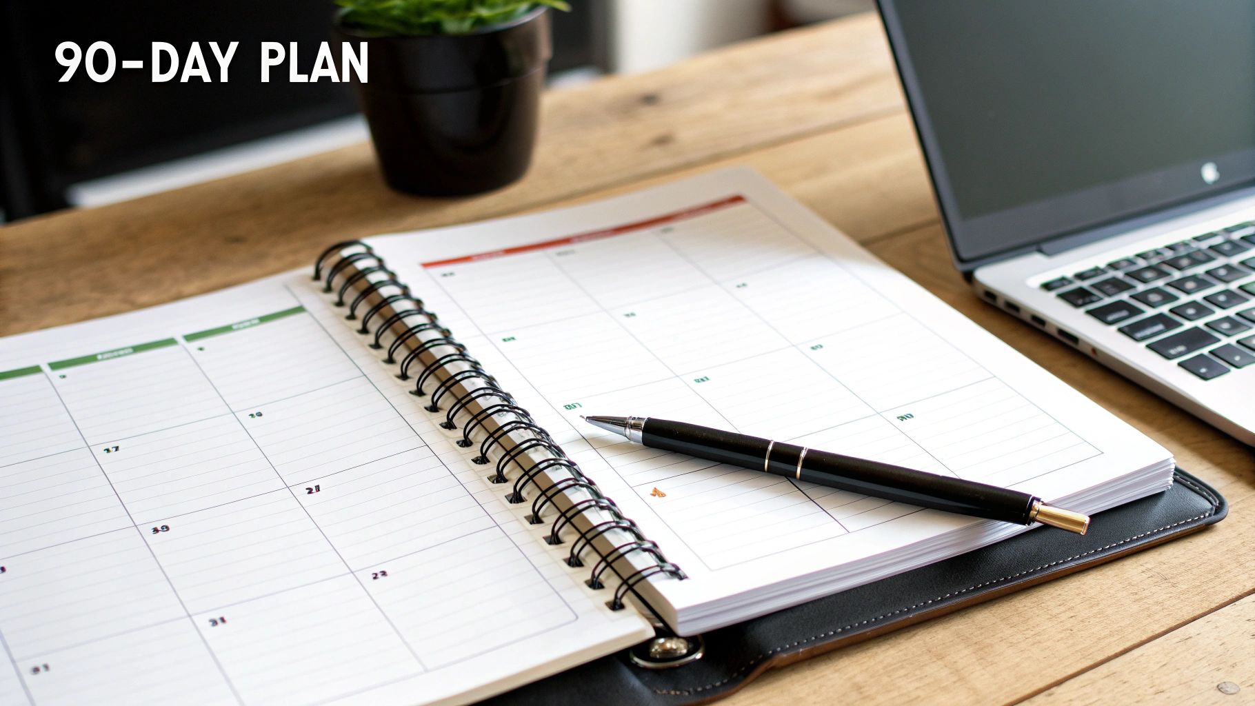 A person sitting at a desk with a laptop, looking at a marketing automation dashboard with charts and graphs, implementing a plan.