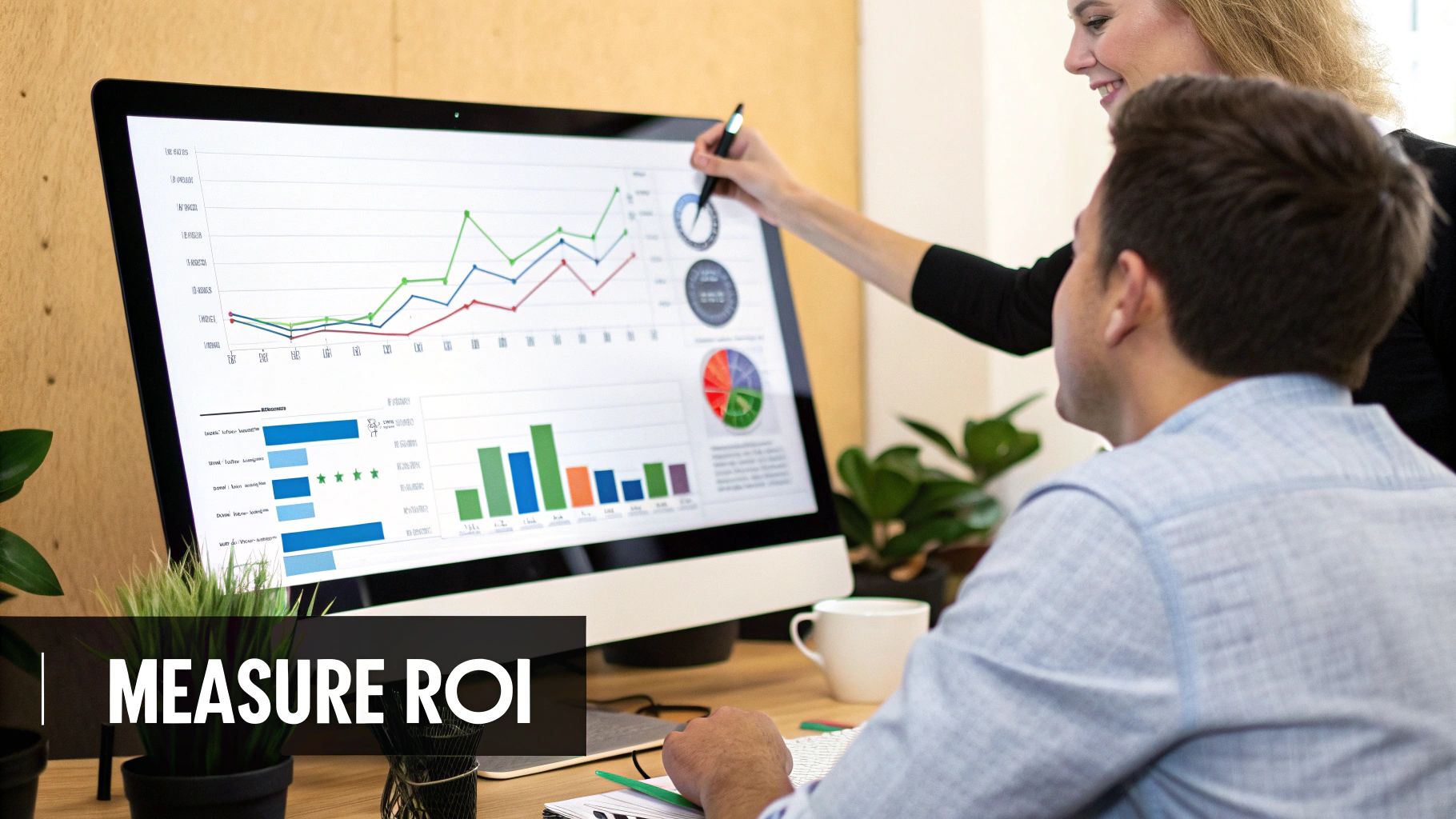 A dashboard showing key business metrics like lead conversion rates and website traffic, indicating successful monitoring.