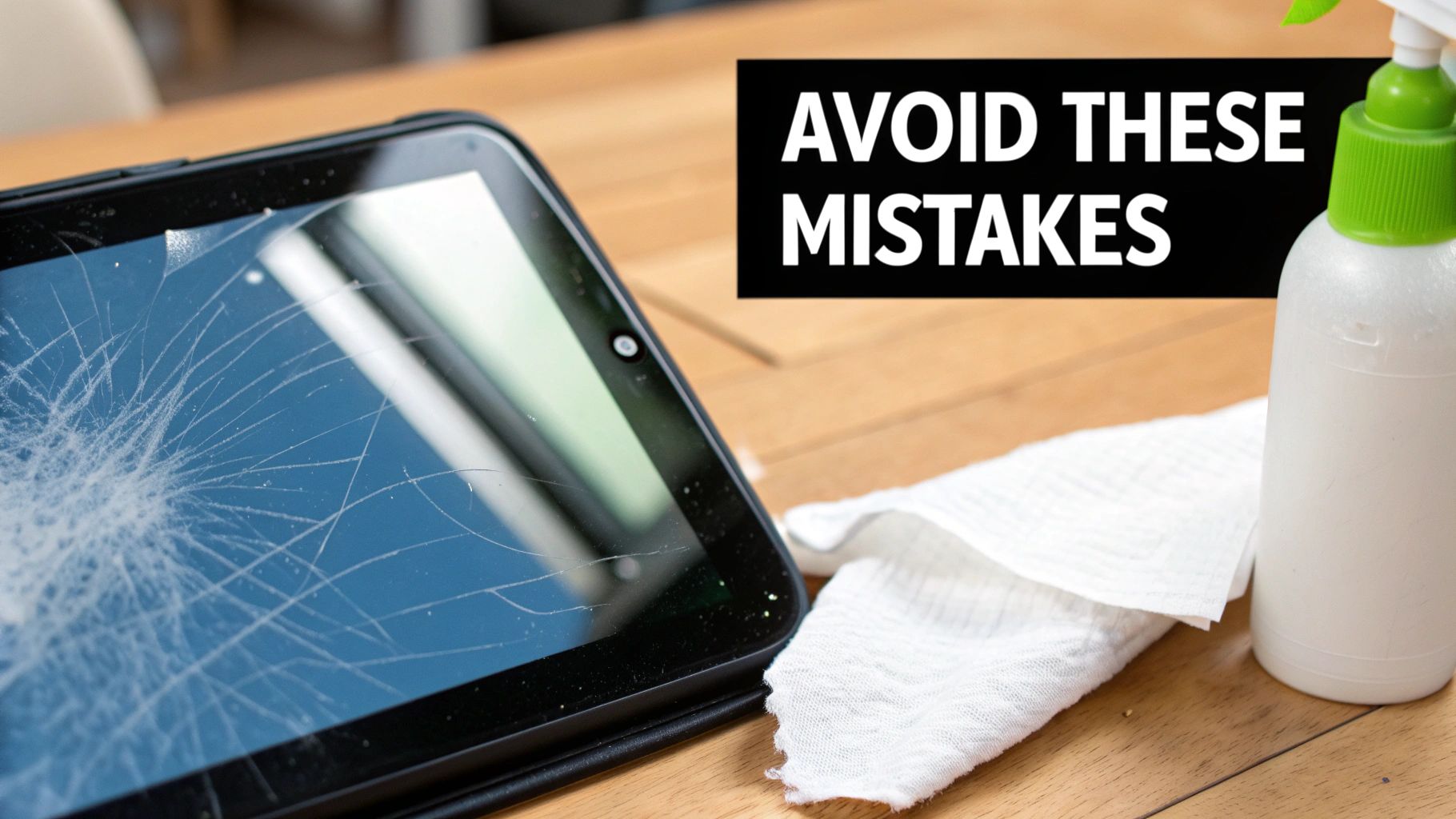 The Definitive Guide to Cleaning LED Screens 3 A large LED video wall displaying a fractured, damaged screen with glitch effects and error messages.