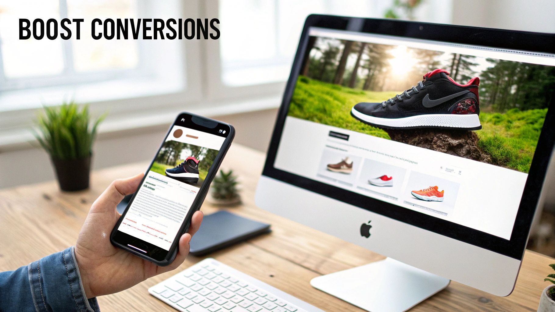 A person working on a laptop with charts and graphs on the screen, symbolizing ecommerce optimization.