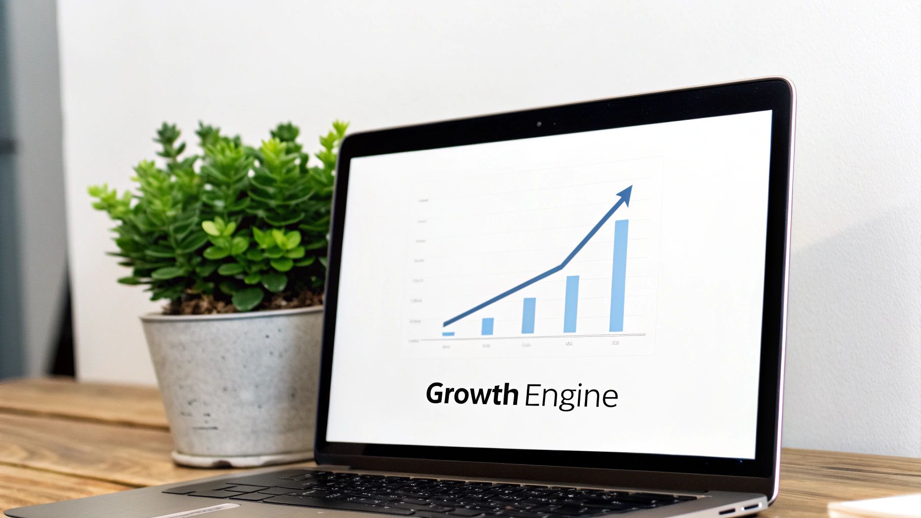 A stylized gear system with icons representing strategy, design, and lead generation, showing how a website powers business growth.