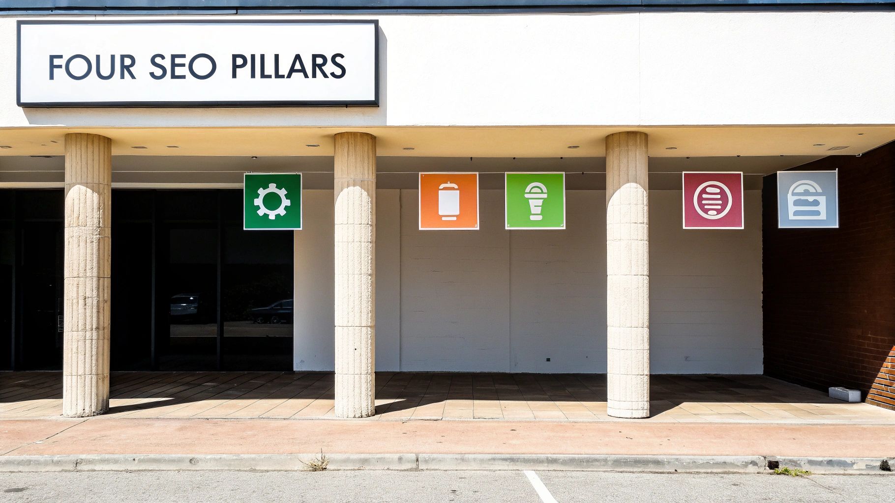 Four interconnected pillars representing the different types of SEO.