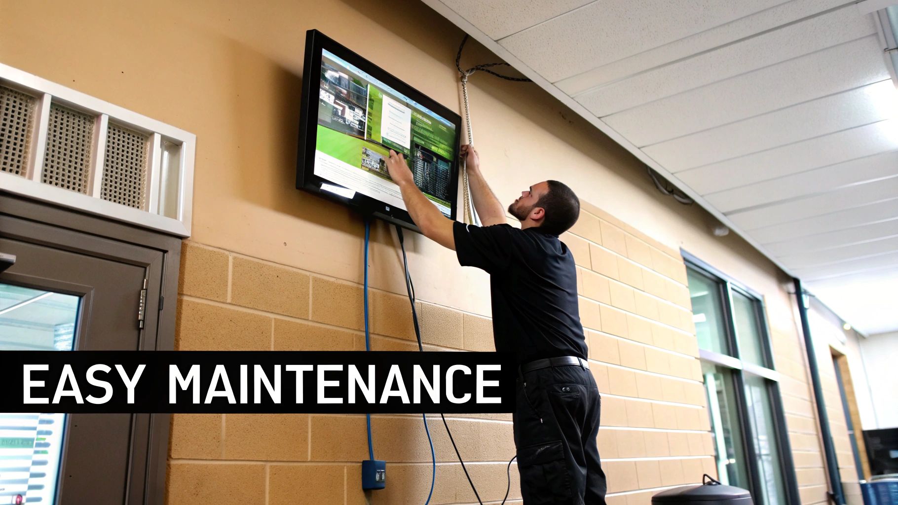 Digital menu board installation in a modern restaurant