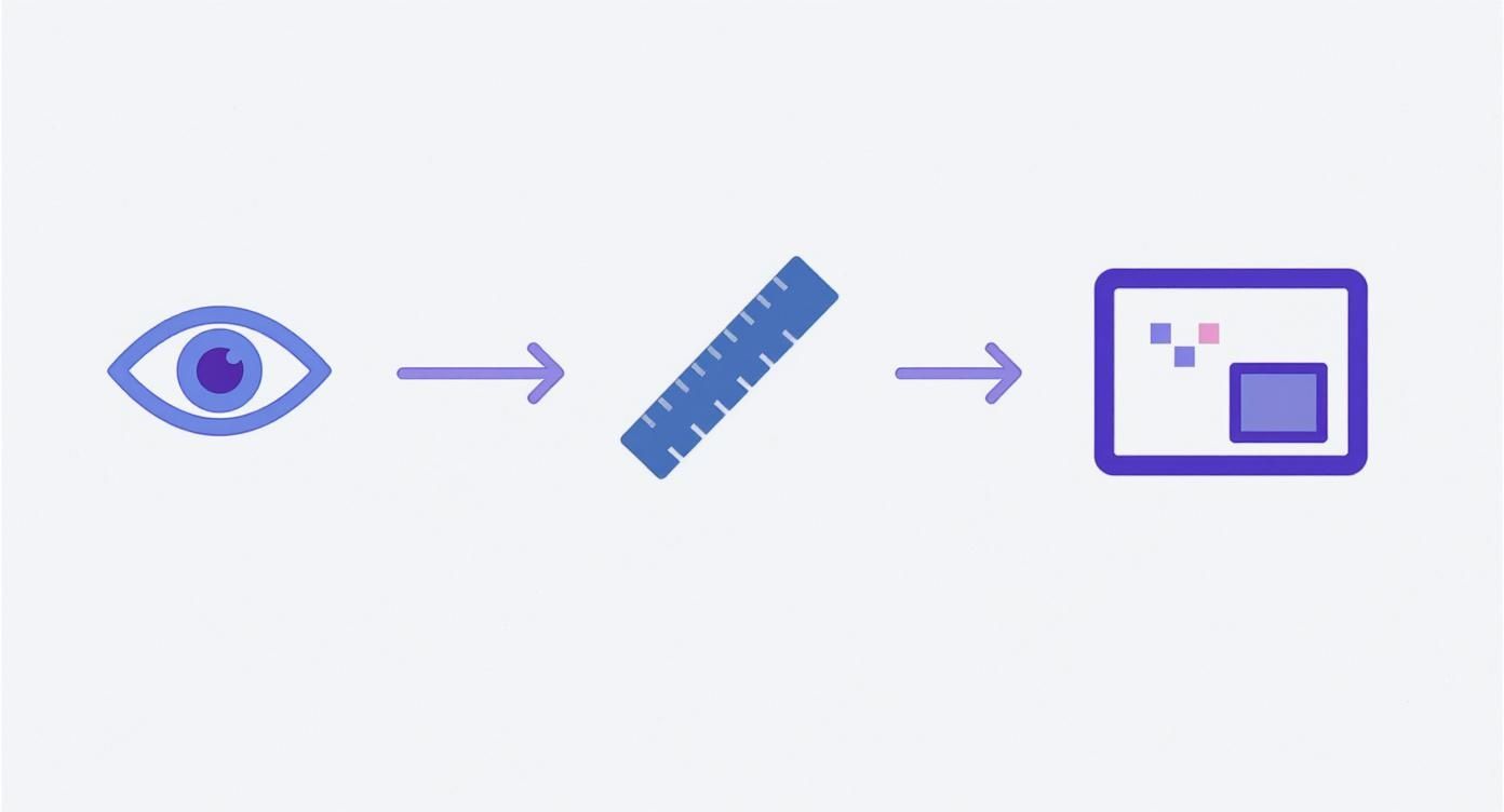 Home Theater Screen Size Calculator and Pro Guide 2 An infographic showing how viewing distance impacts the perceived resolution of a home theater screen.
