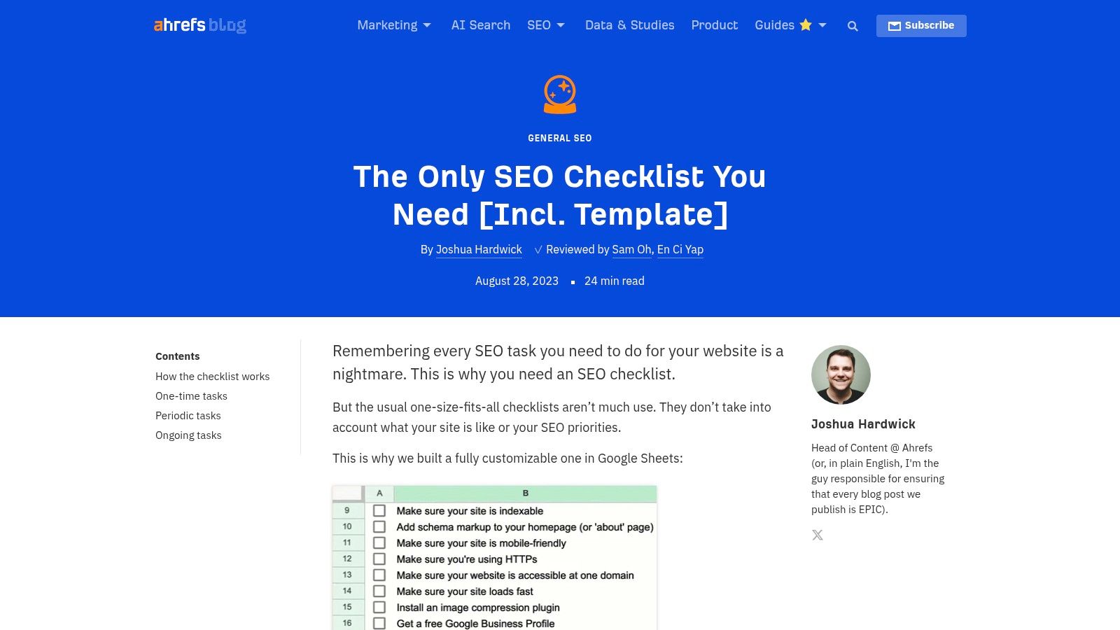 Ahrefs – SEO Checklist & Templates