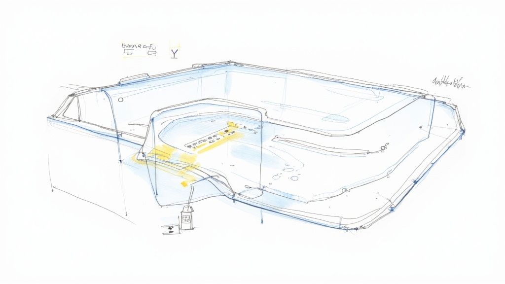 A sleek, dark-colored car with a high-gloss, reflective finish, parked in a modern garage, showcasing the results of professional detailing and protection.