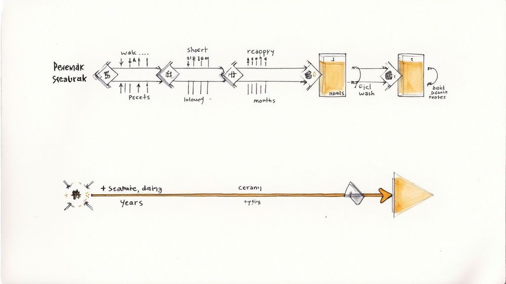Diagram comparing car wax application timeline versus ceramic coating durability and longevity process