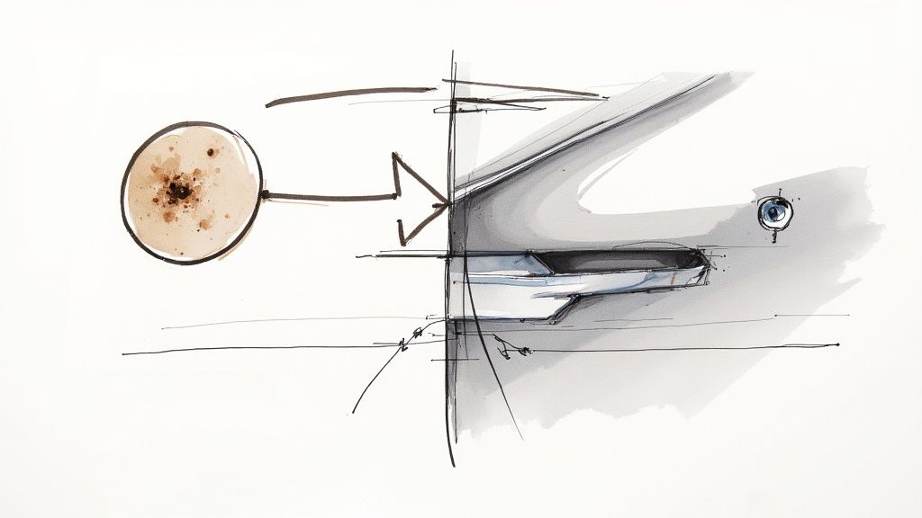 A professional detailer polishing a black car's paint to a mirror shine