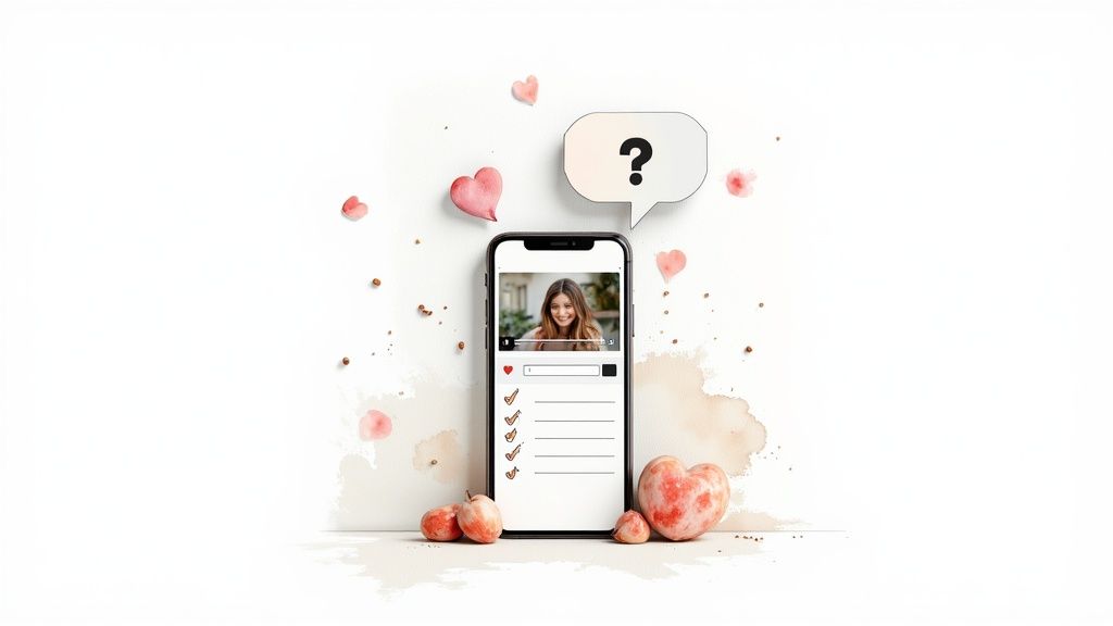 A person creating a content calendar with various social media post types like videos, polls, and checklists.