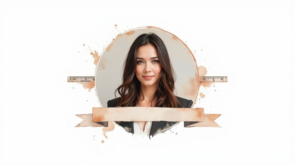 A professional headshot next to a well-designed LinkedIn background banner