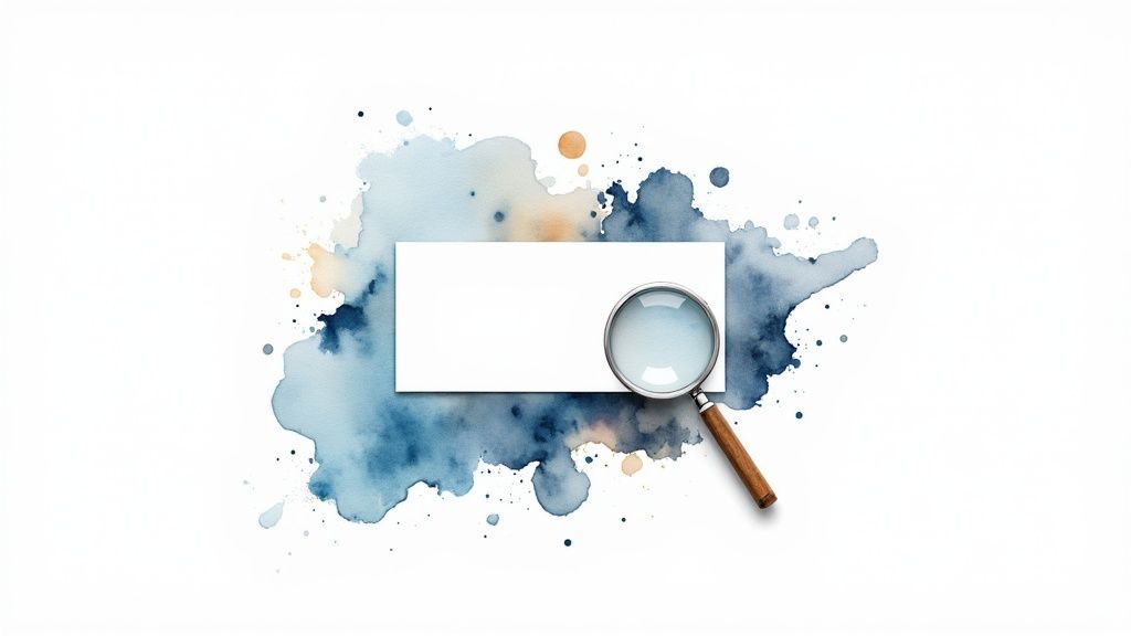 A magnifying glass focusing on a LinkedIn profile, symbolizing optimization for visibility.