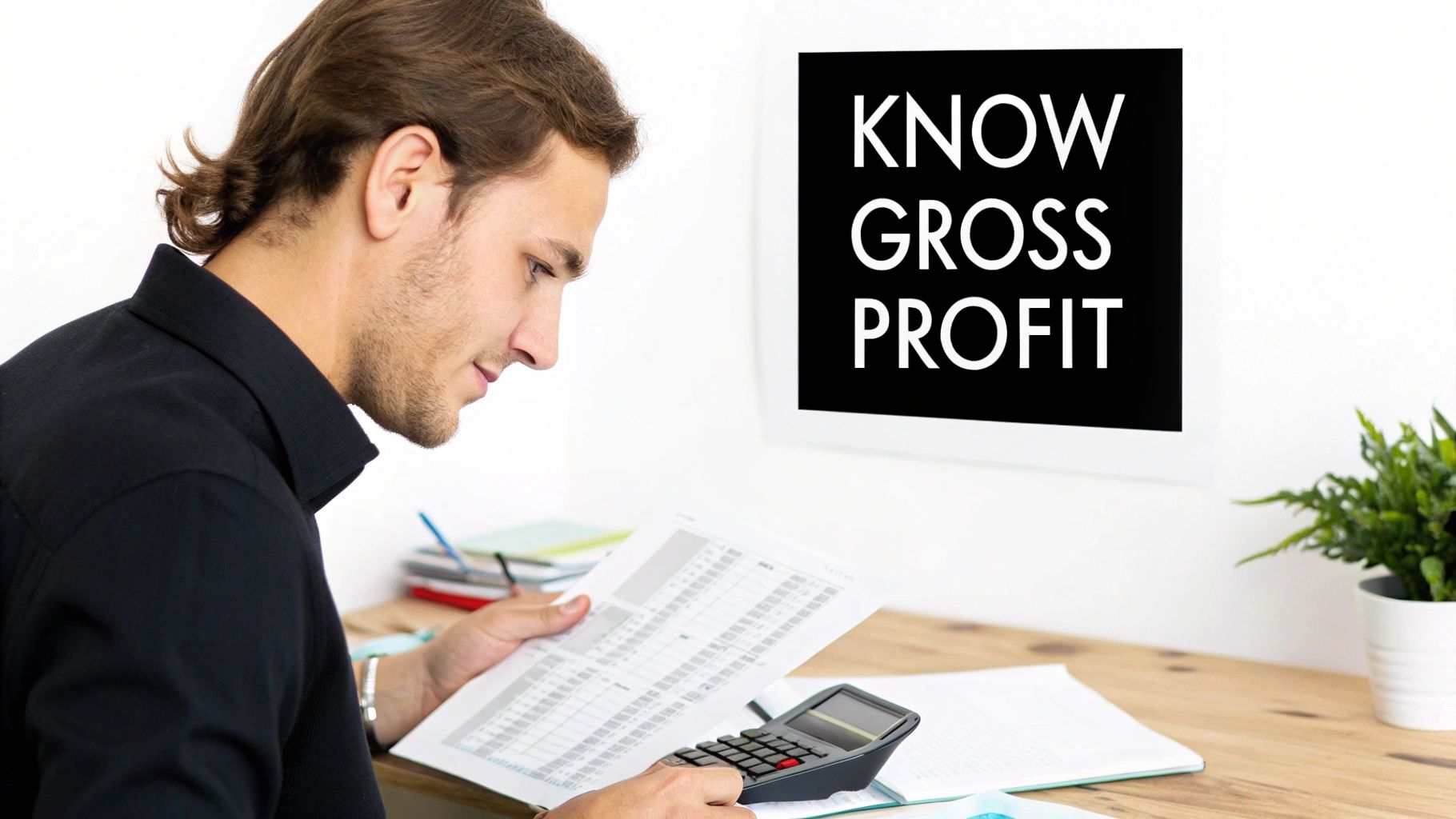 A business owner reviewing financial charts and graphs on a laptop, looking focused and in control.