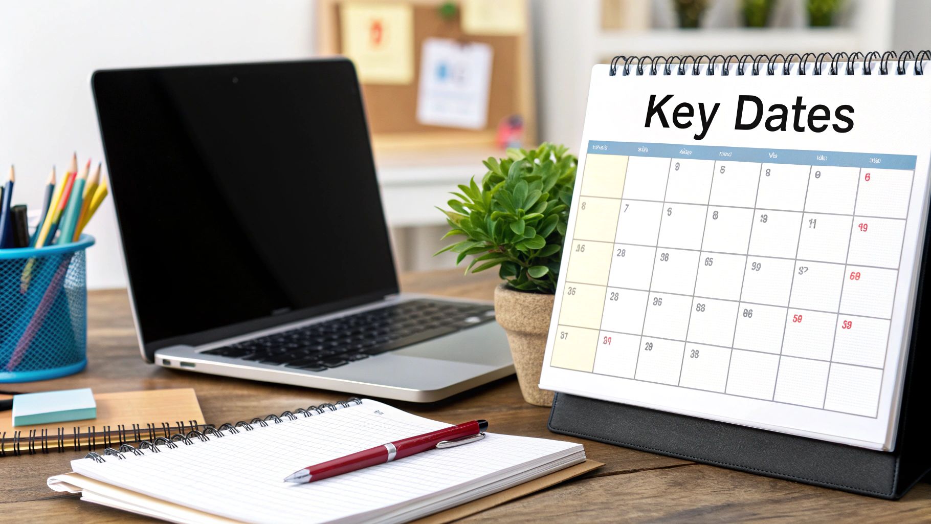 Calendar with important dates circled