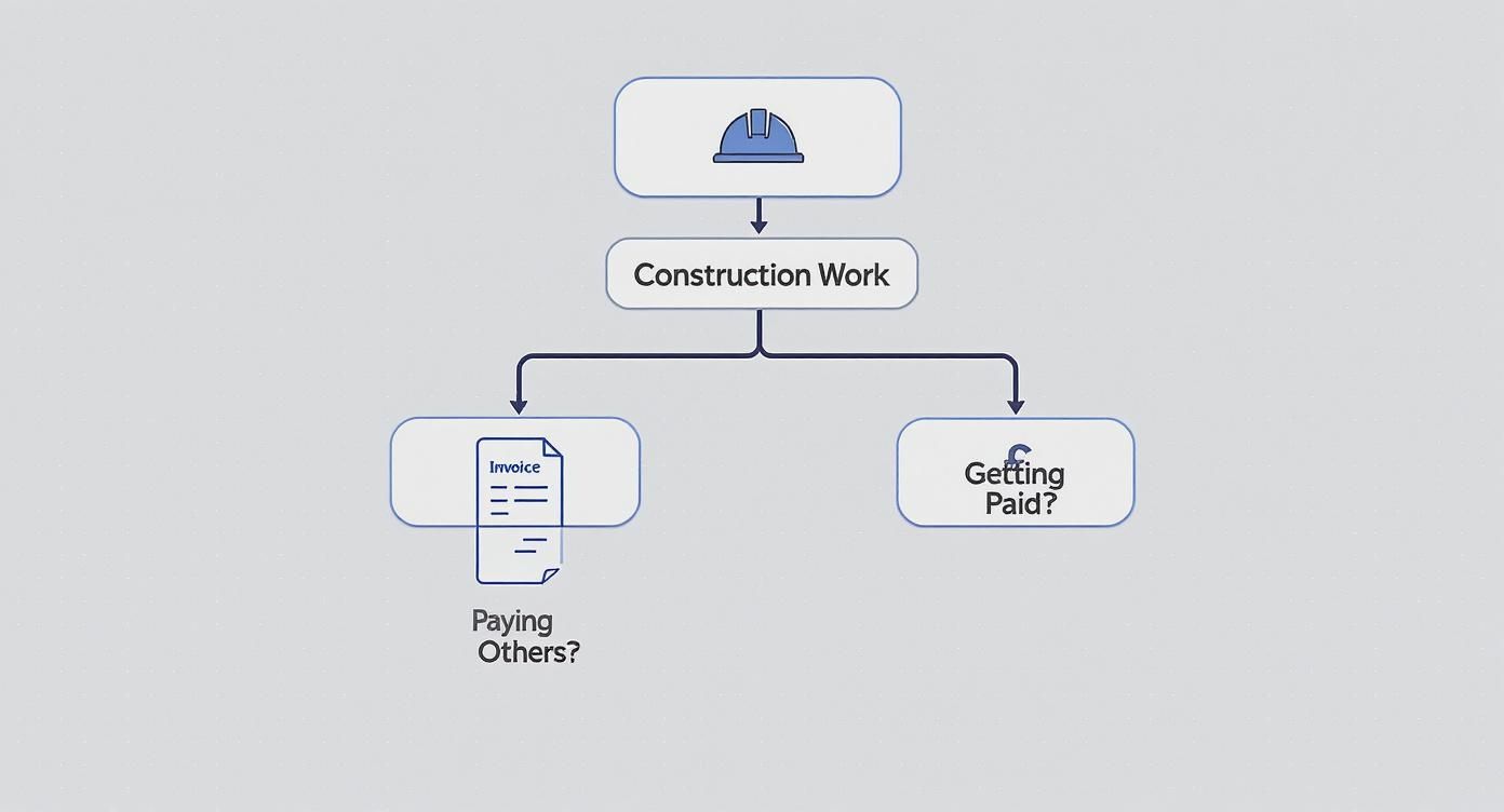 Infographic decision tree explaining CIS roles as either paying for work or getting paid for work.