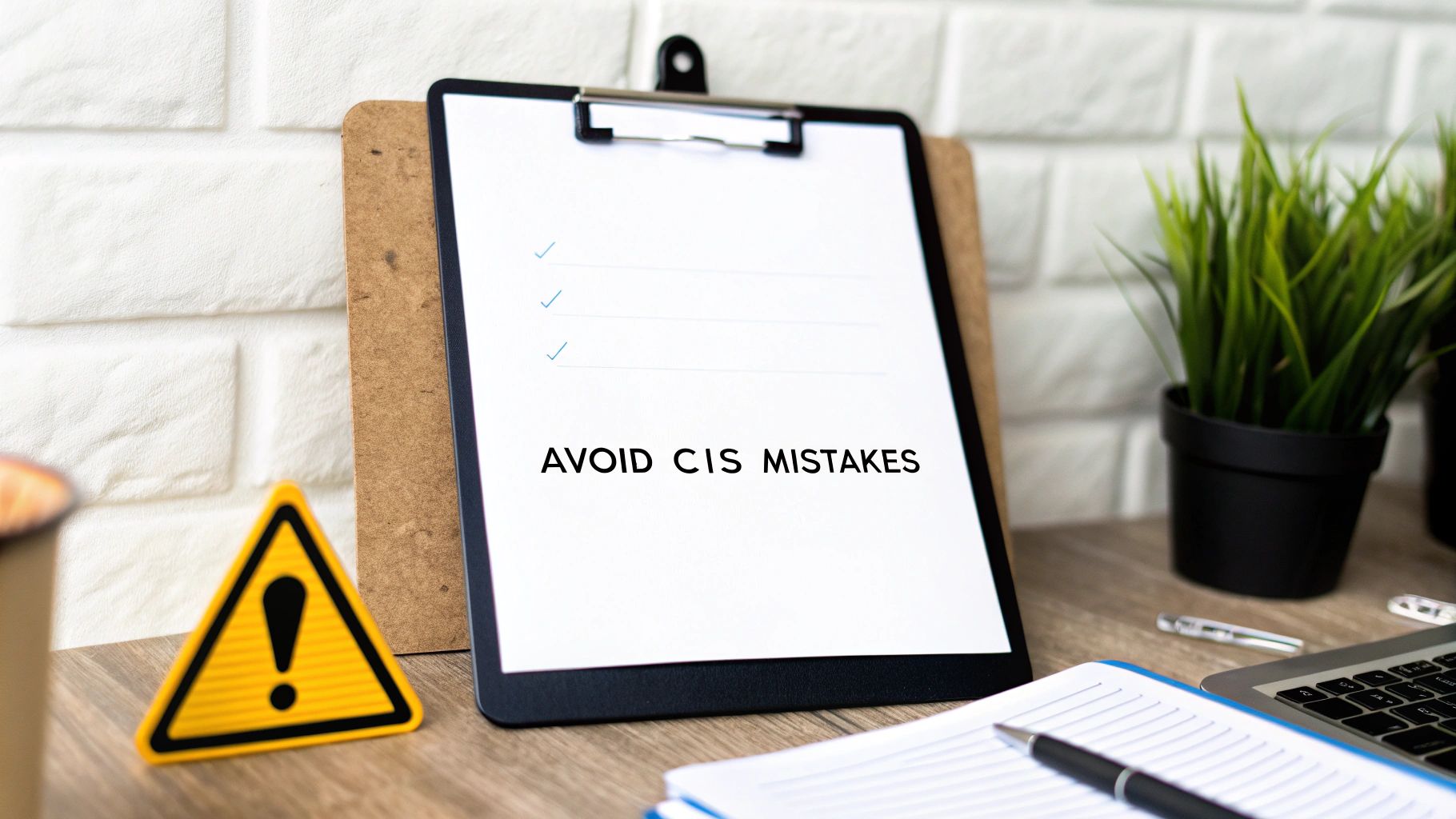 A construction worker looking at paperwork with a concerned expression, illustrating the potential for CIS mistakes.