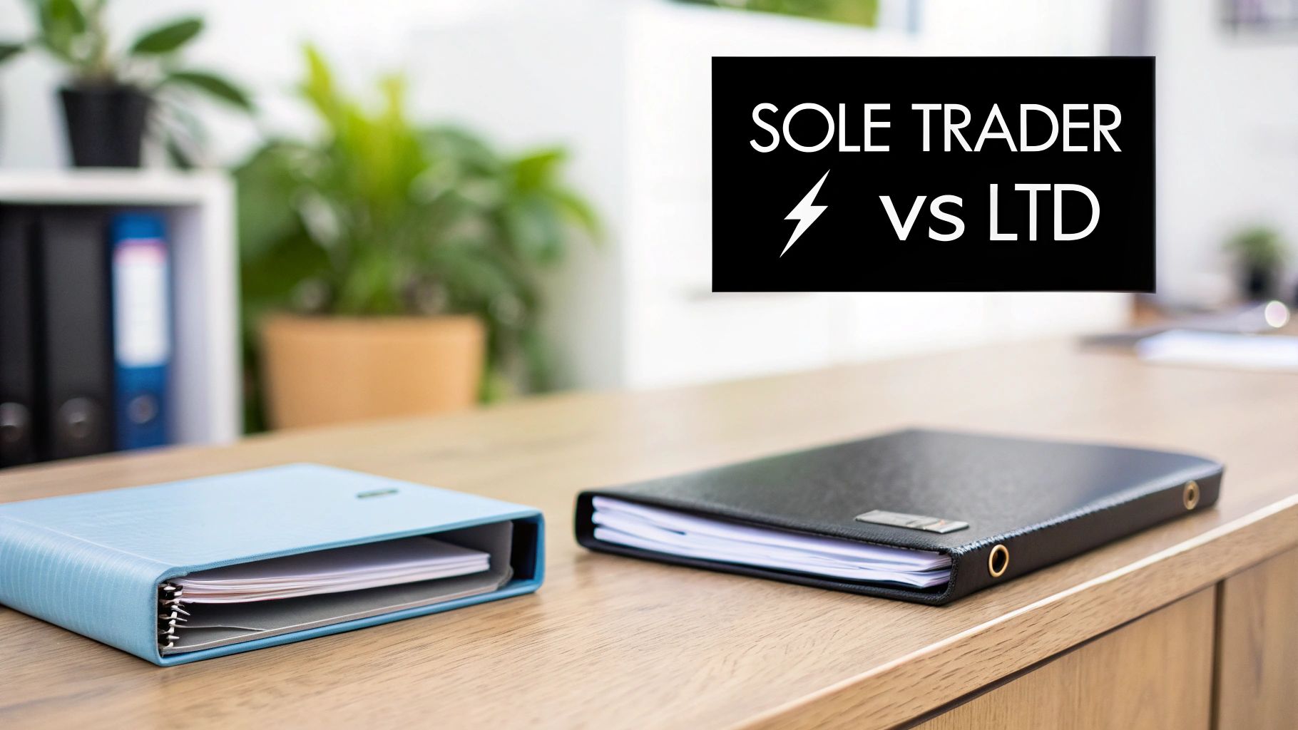 A person weighing two options on a scale, representing the sole trader vs limited company decision.