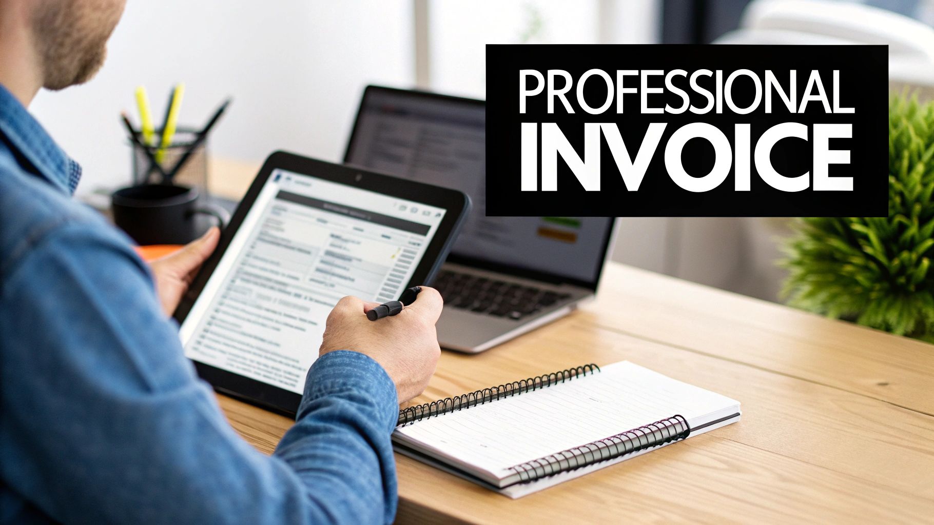 A professional woman working on her laptop, illustrating the importance of managing business tools like invoices for self-employed individuals.