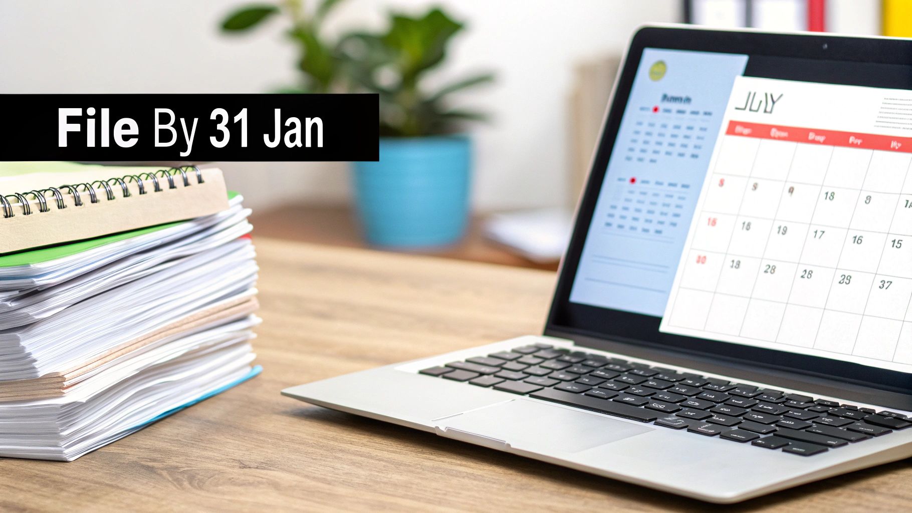 A calendar showing the 31st of January circled as an important date