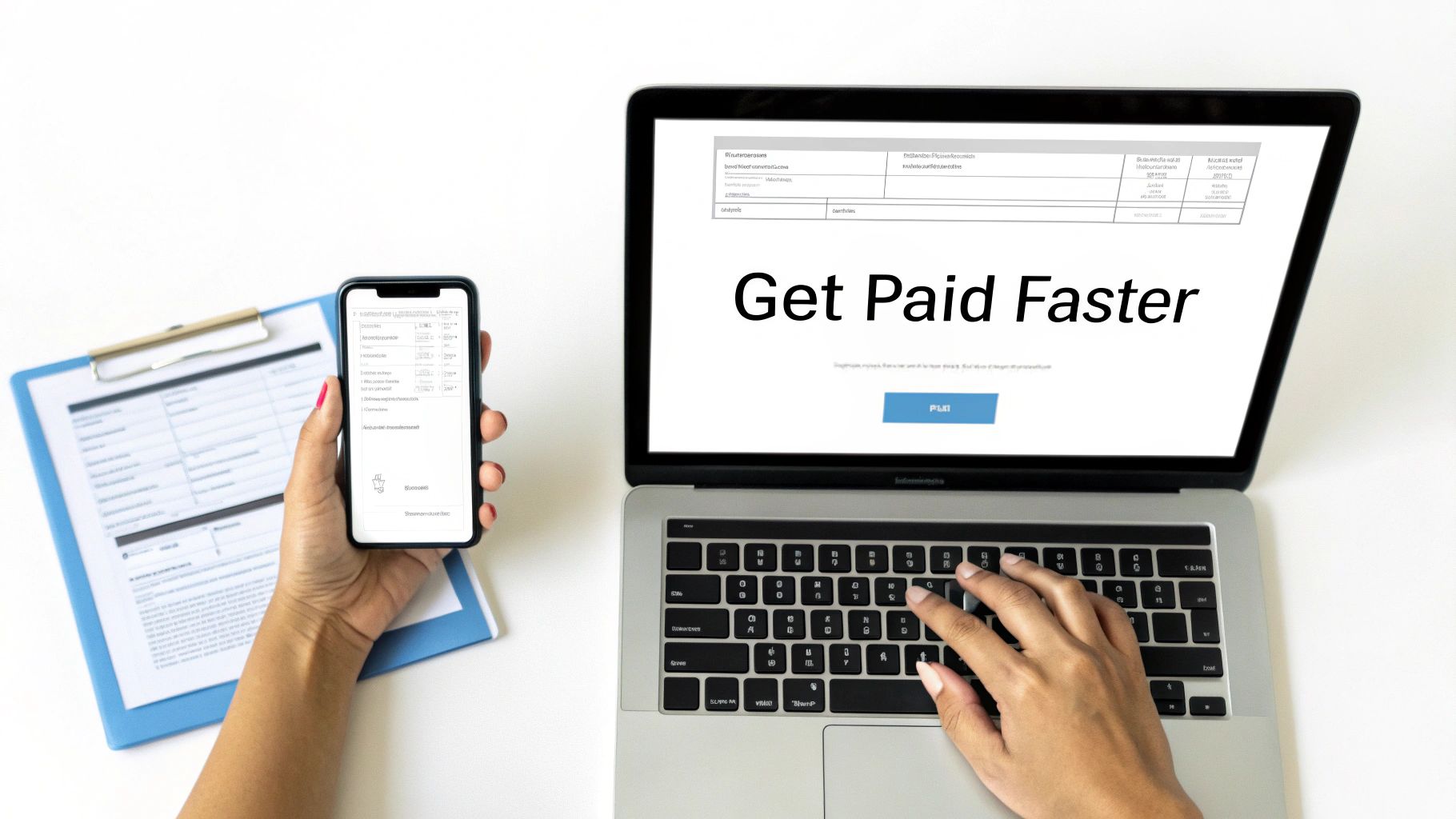 A person setting an alarm clock, symbolizing the importance of timely payments and proactive strategies for getting invoices paid.