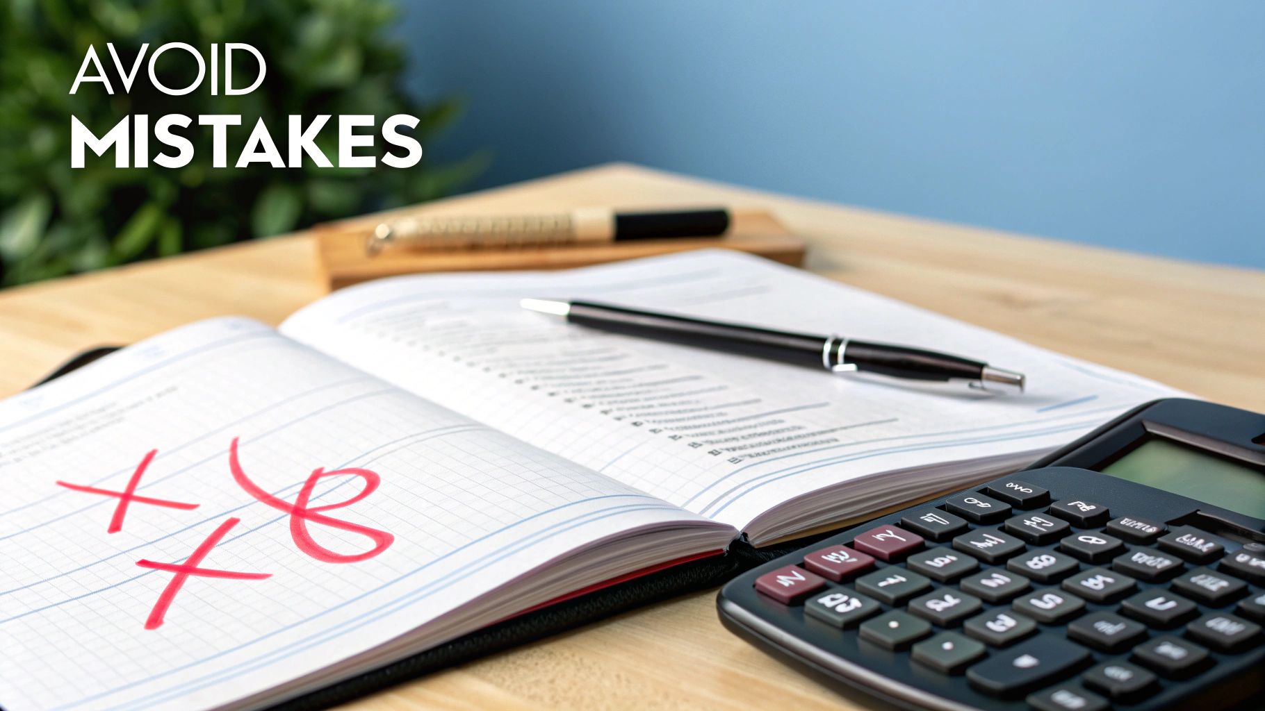 A person carefully reviewing a document with a magnifying glass, signifying attention to detail to avoid errors.