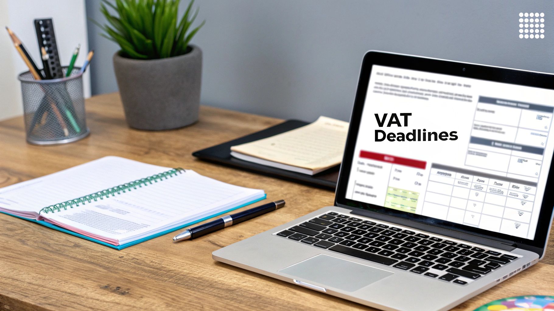 A person sitting at a desk with a laptop, calculator, and documents, focused on managing their business finances.