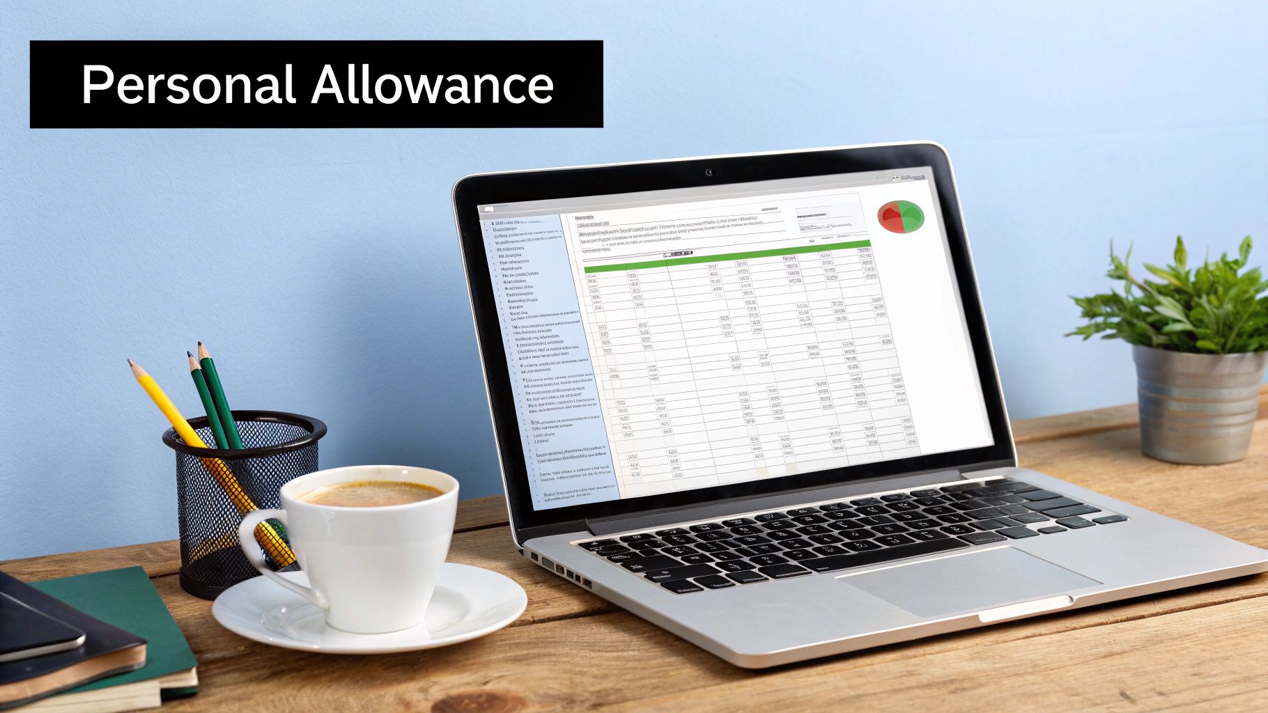 A smiling sole trader reviews documents at a clean desk, feeling confident about their tax situation.