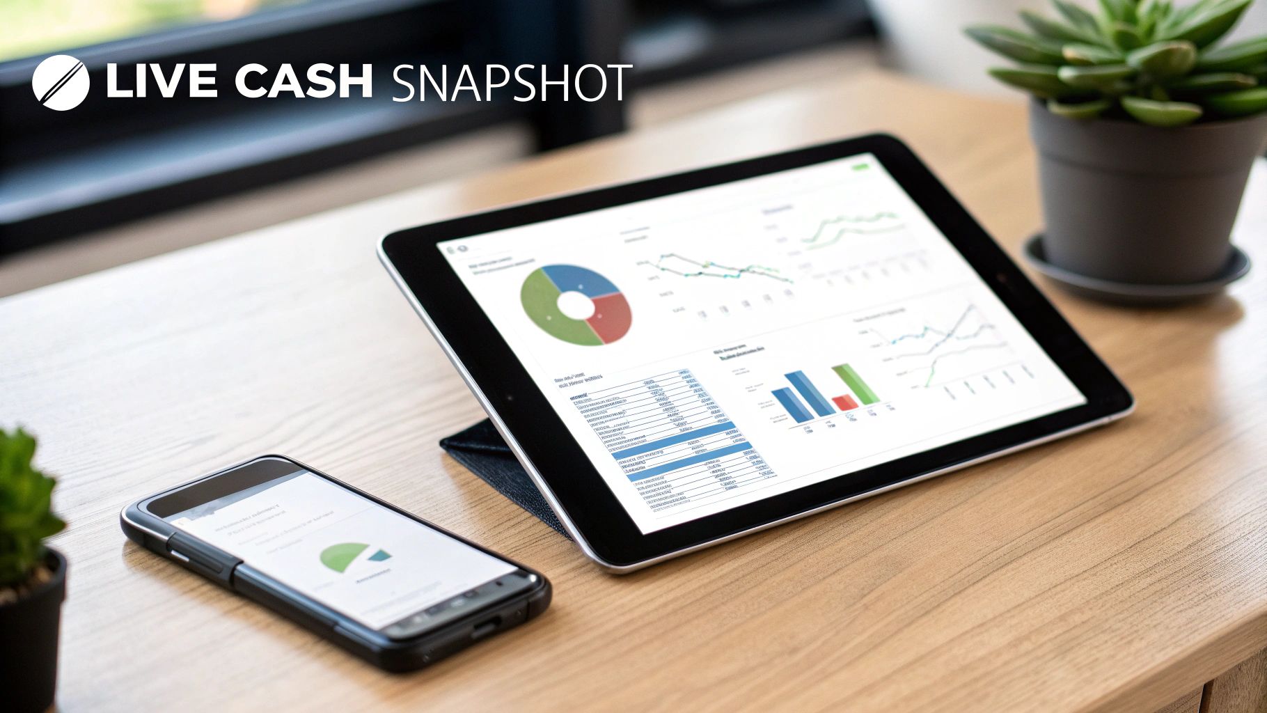 A diverse team collaborates around a tablet displaying financial charts, illustrating the accessibility of cloud accounting.