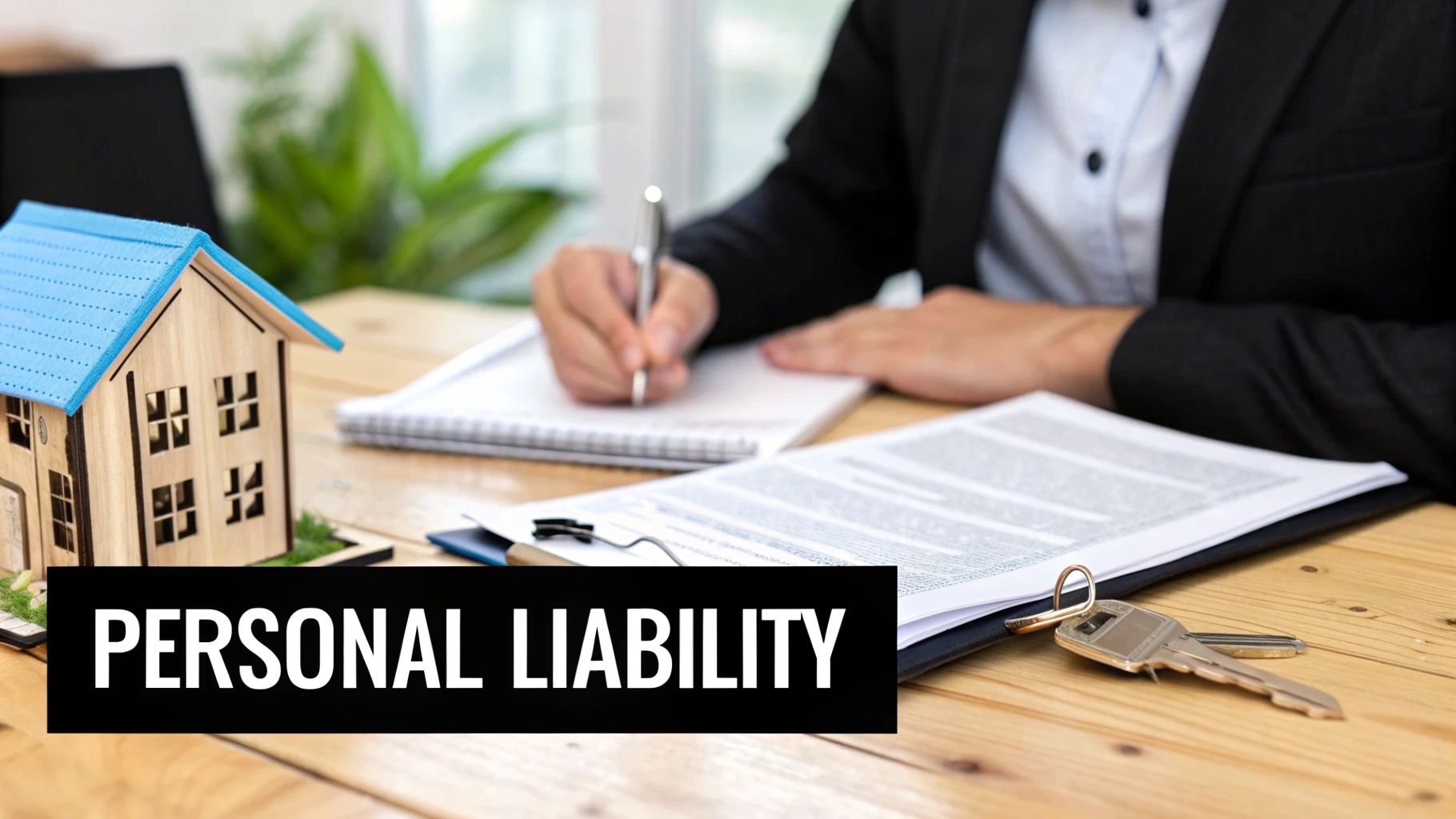 Scales of justice weighing personal assets against business assets, illustrating liability.