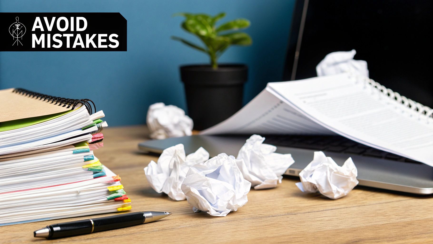 A self-employed person looking thoughtfully at a laptop screen, considering common tax questions.