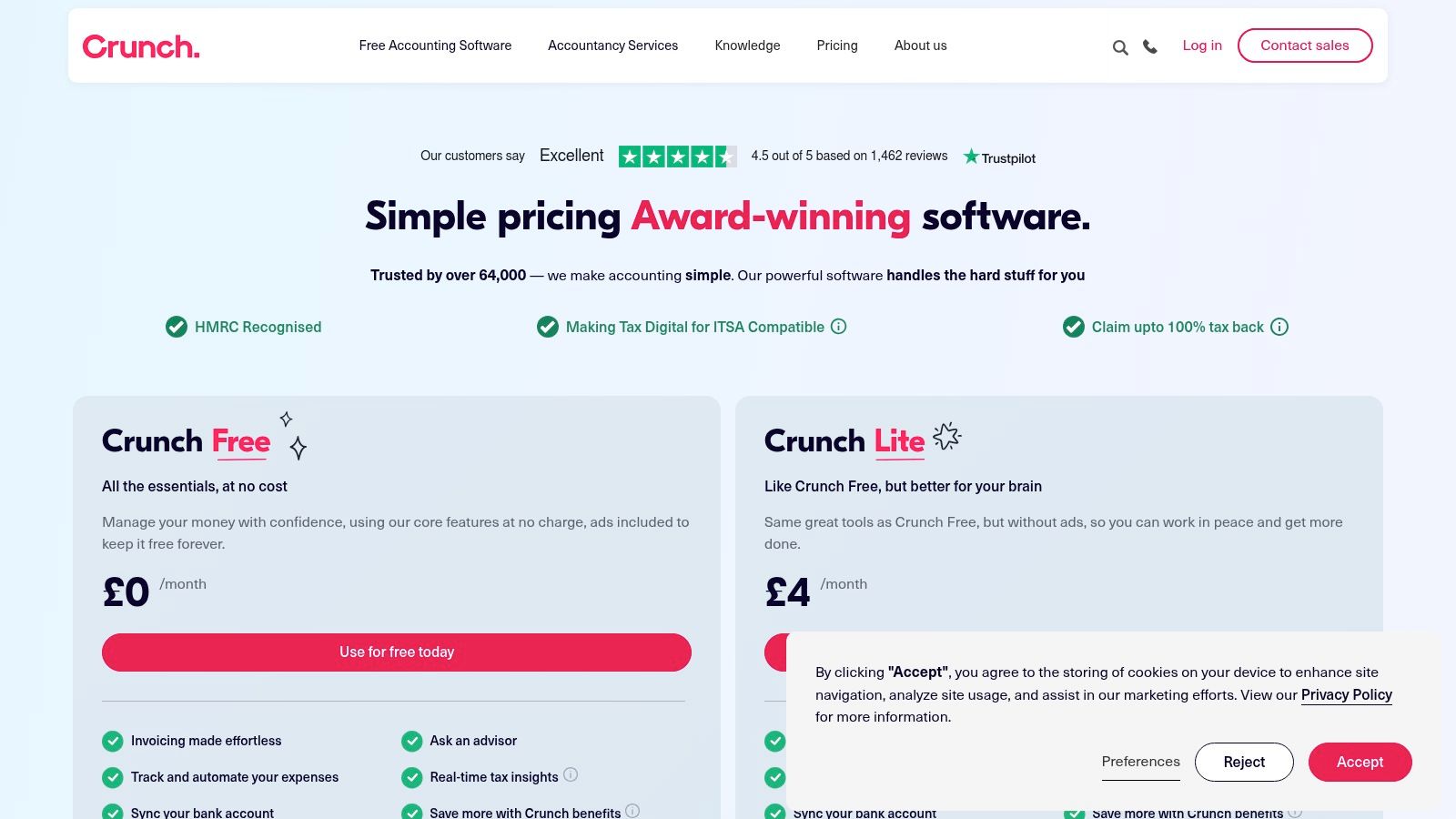 Crunch – "Crunch Free" software tier