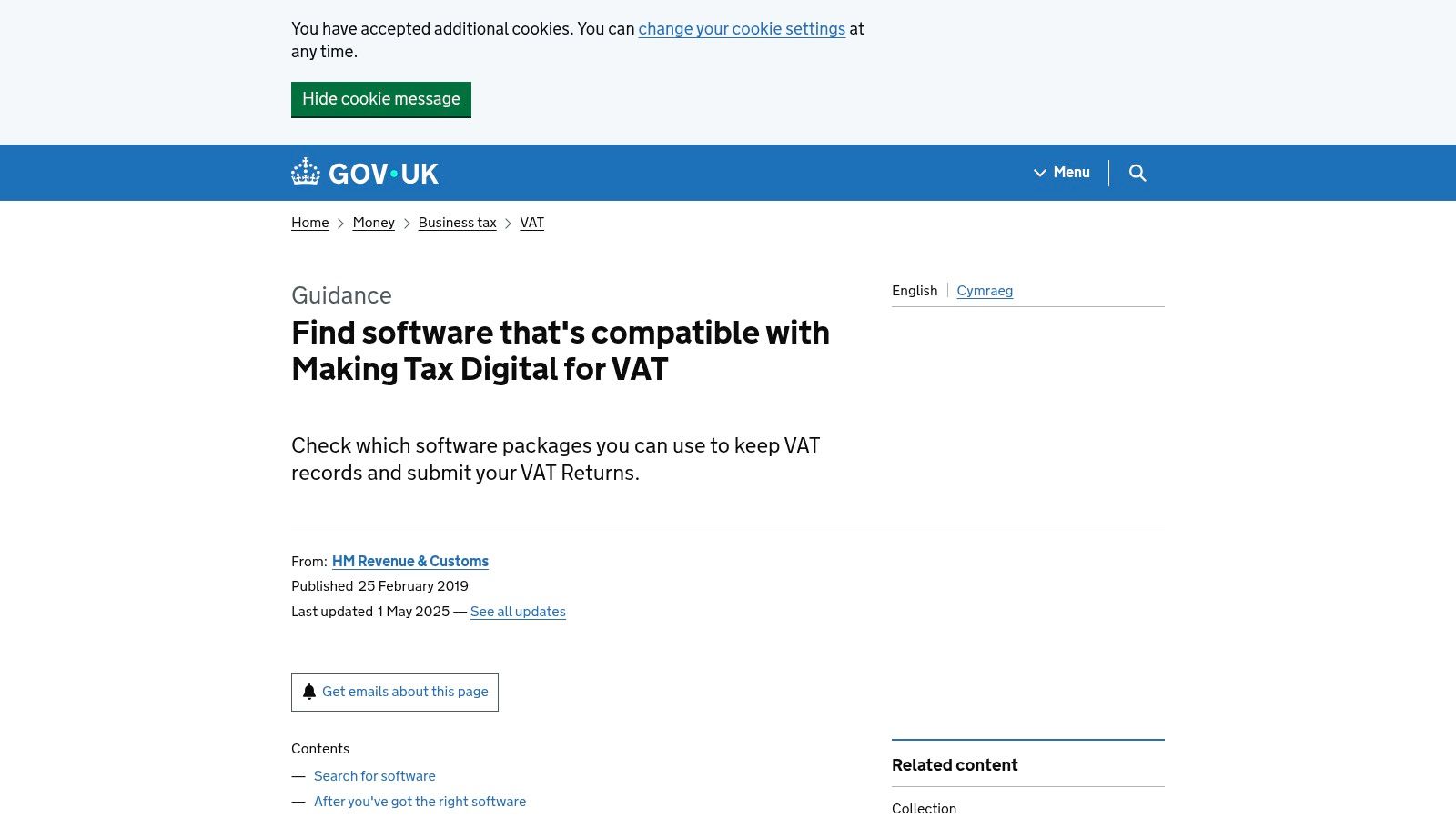 GOV.UK – MTD‑compatible VAT software finder