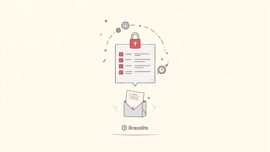 Secure document with checklist and padlock icon representing encrypted email data protection system