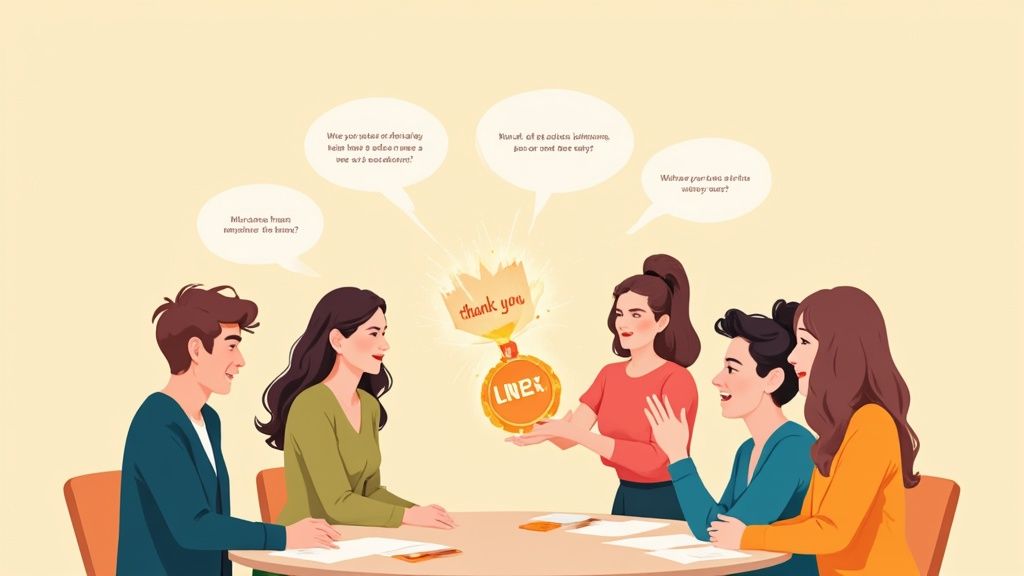 A team collaborating happily in a modern office, showing high employee satisfaction.