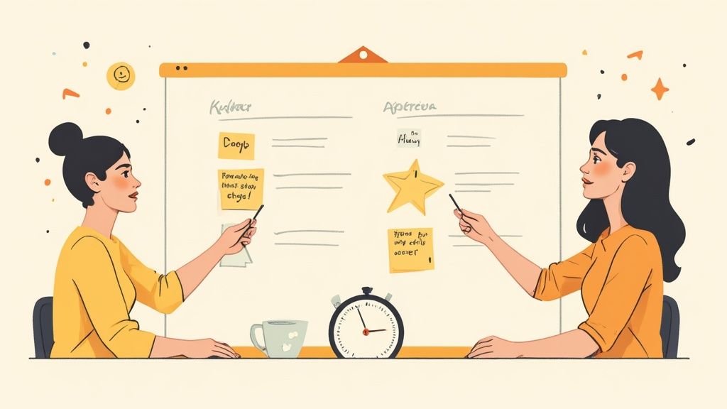 A team looking at a clear project plan on a whiteboard