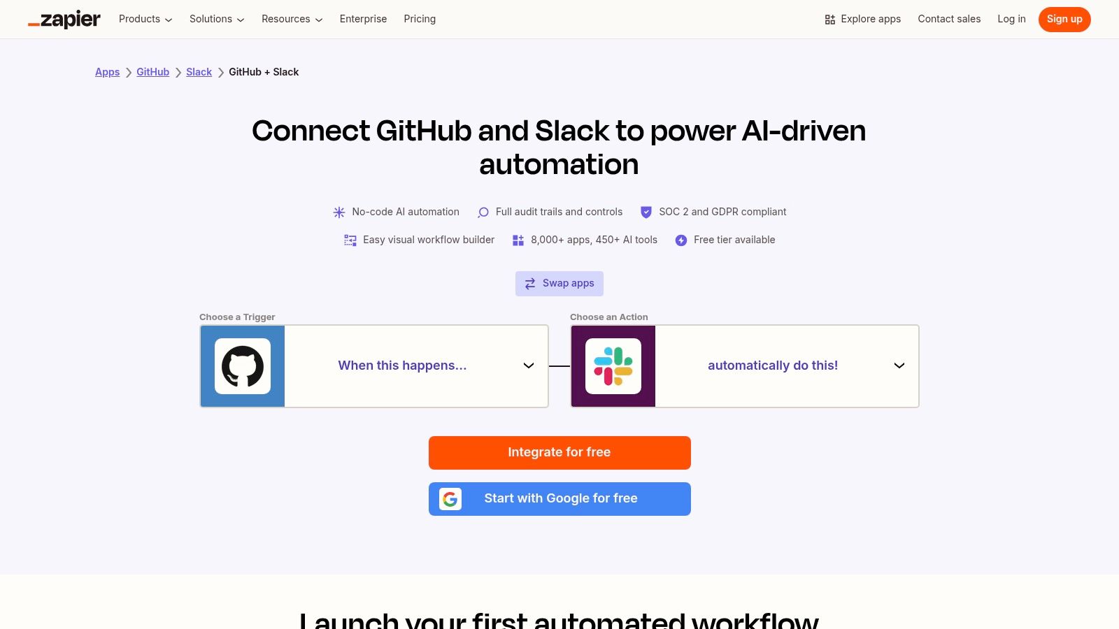 Zapier β GitHub + Slack integration