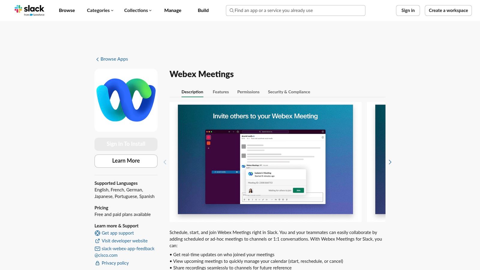 Webex Meetings for Slack (Cisco)