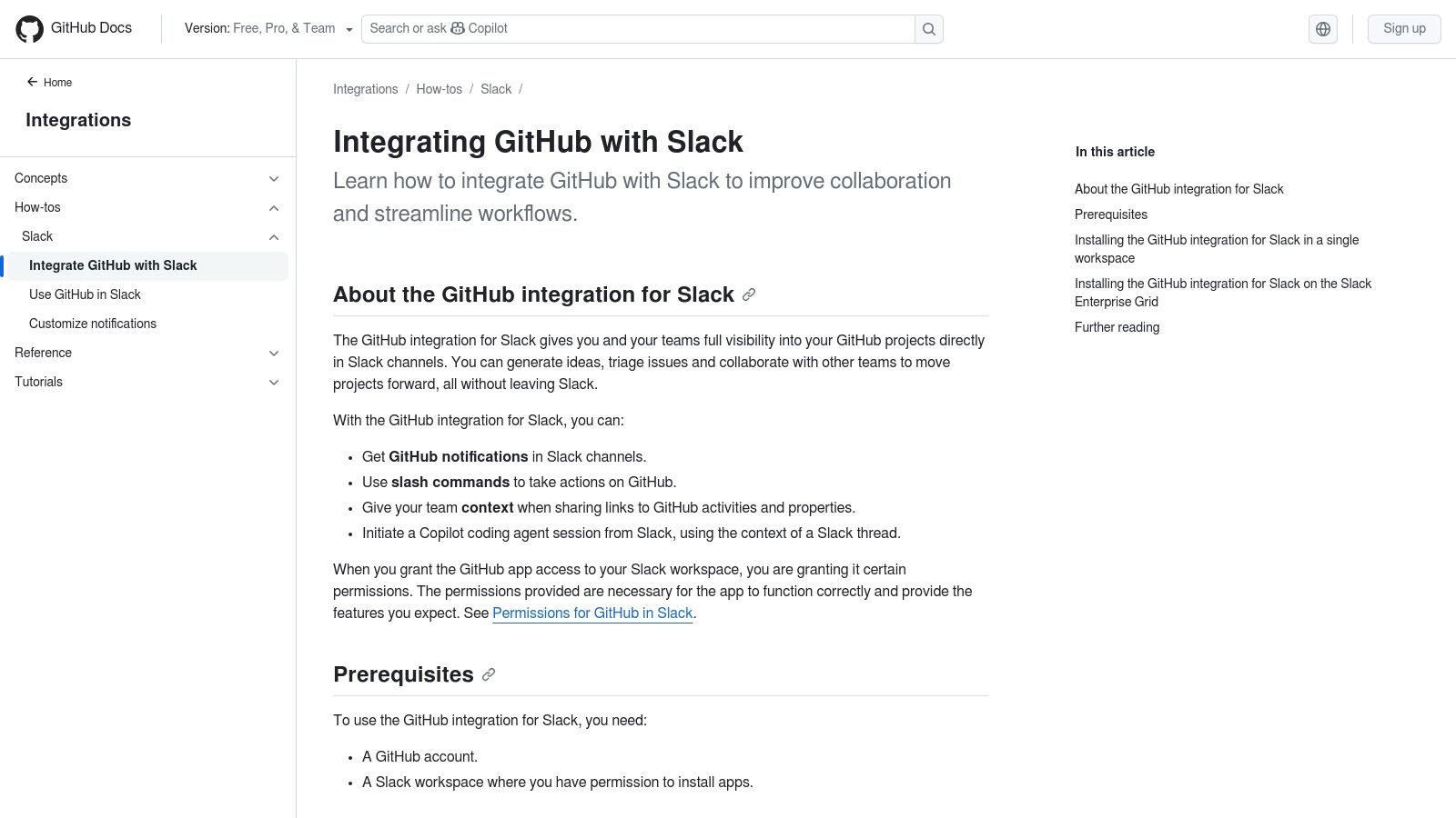 GitHub Docs β Integrating GitHub with Slack
