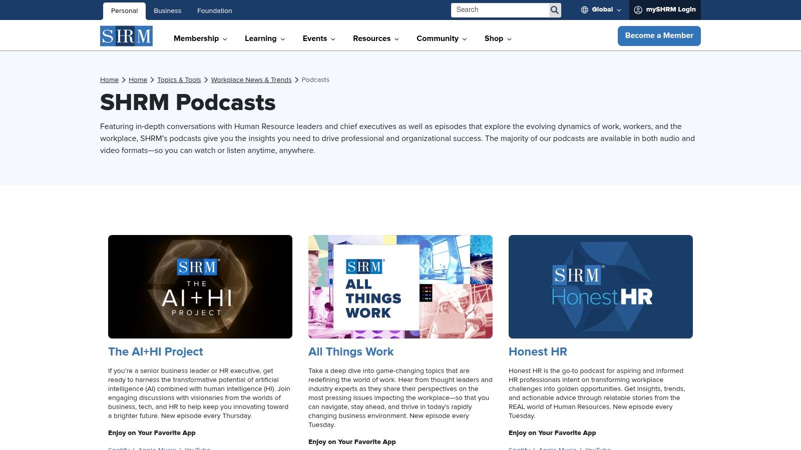 SHRM Podcasts (Society for Human Resource Management)