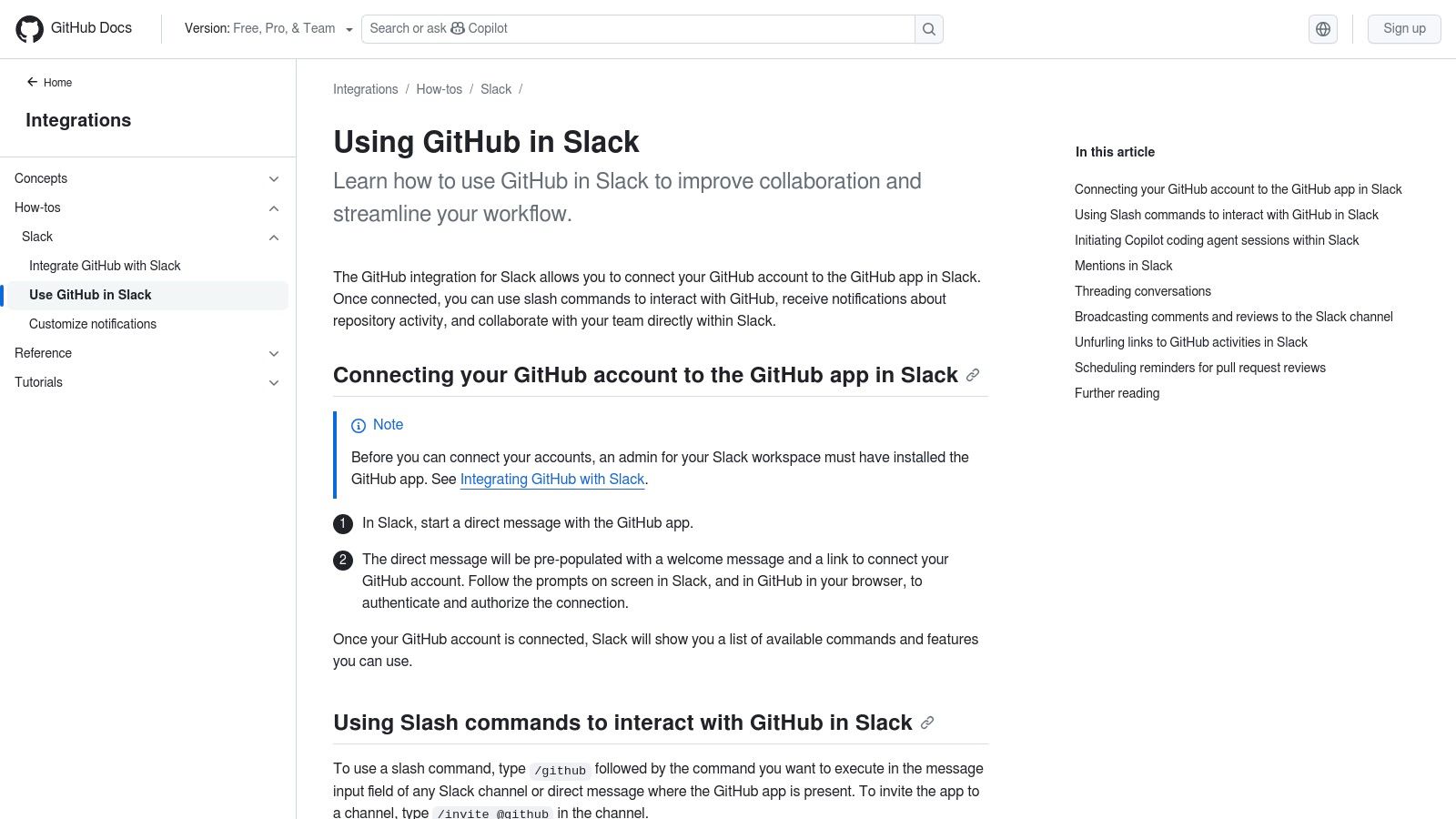 GitHub Docs β Using GitHub in Slack