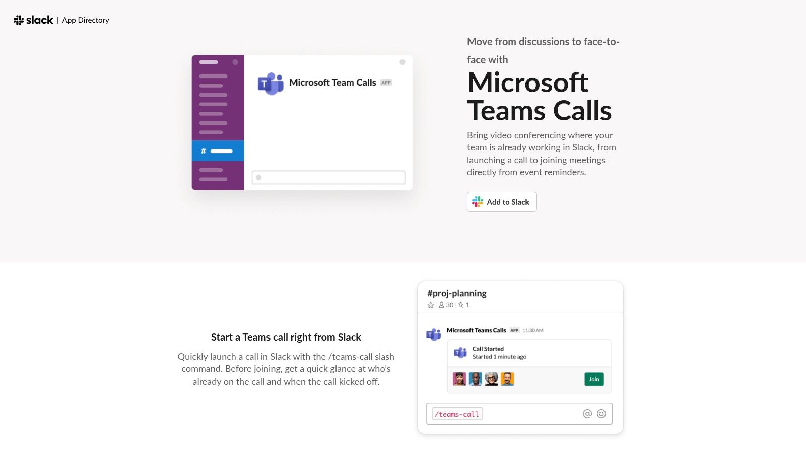 Microsoft Teams Calls for Slack