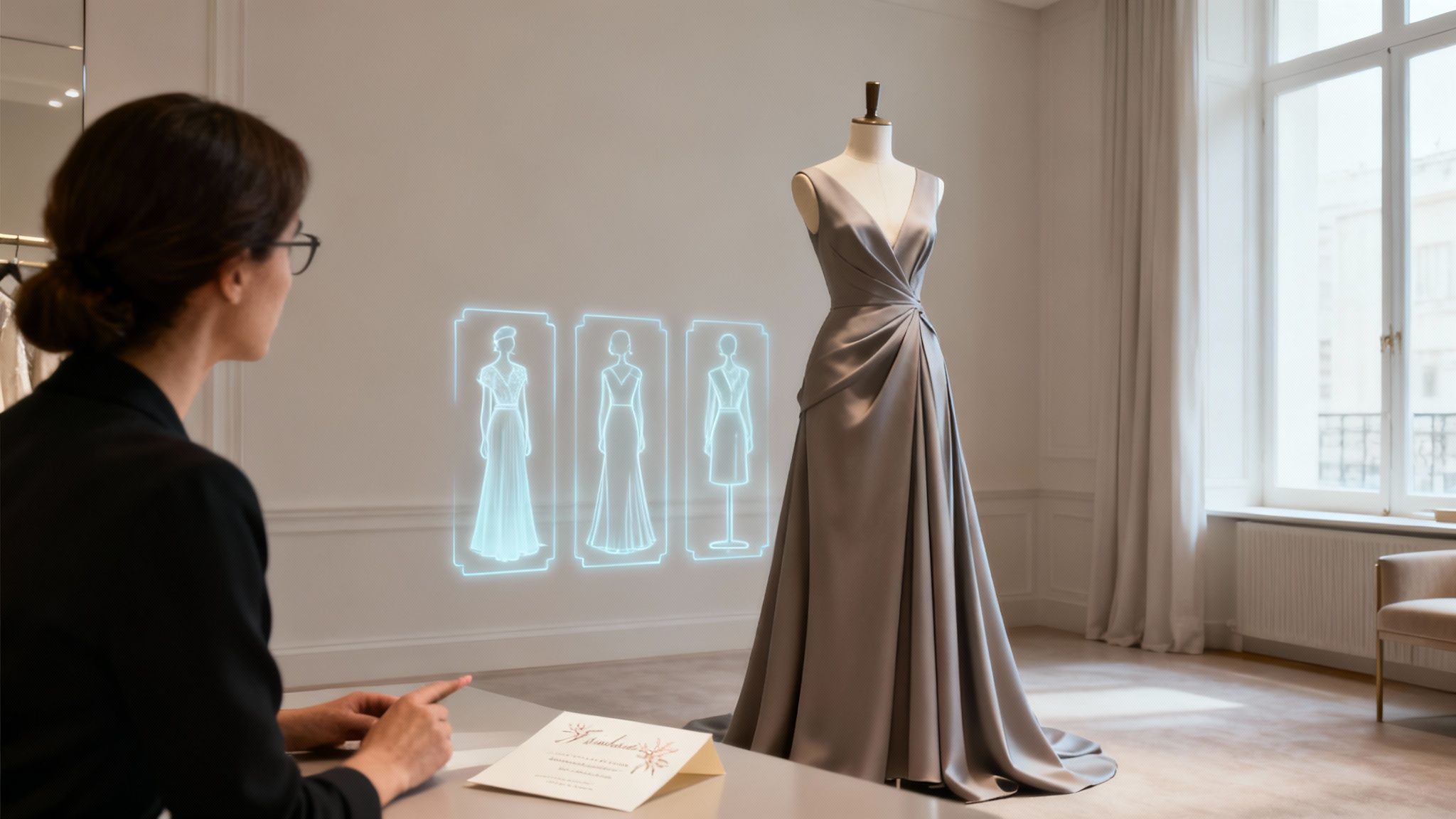 An AI stylist curating personalized looks for a VIP client.