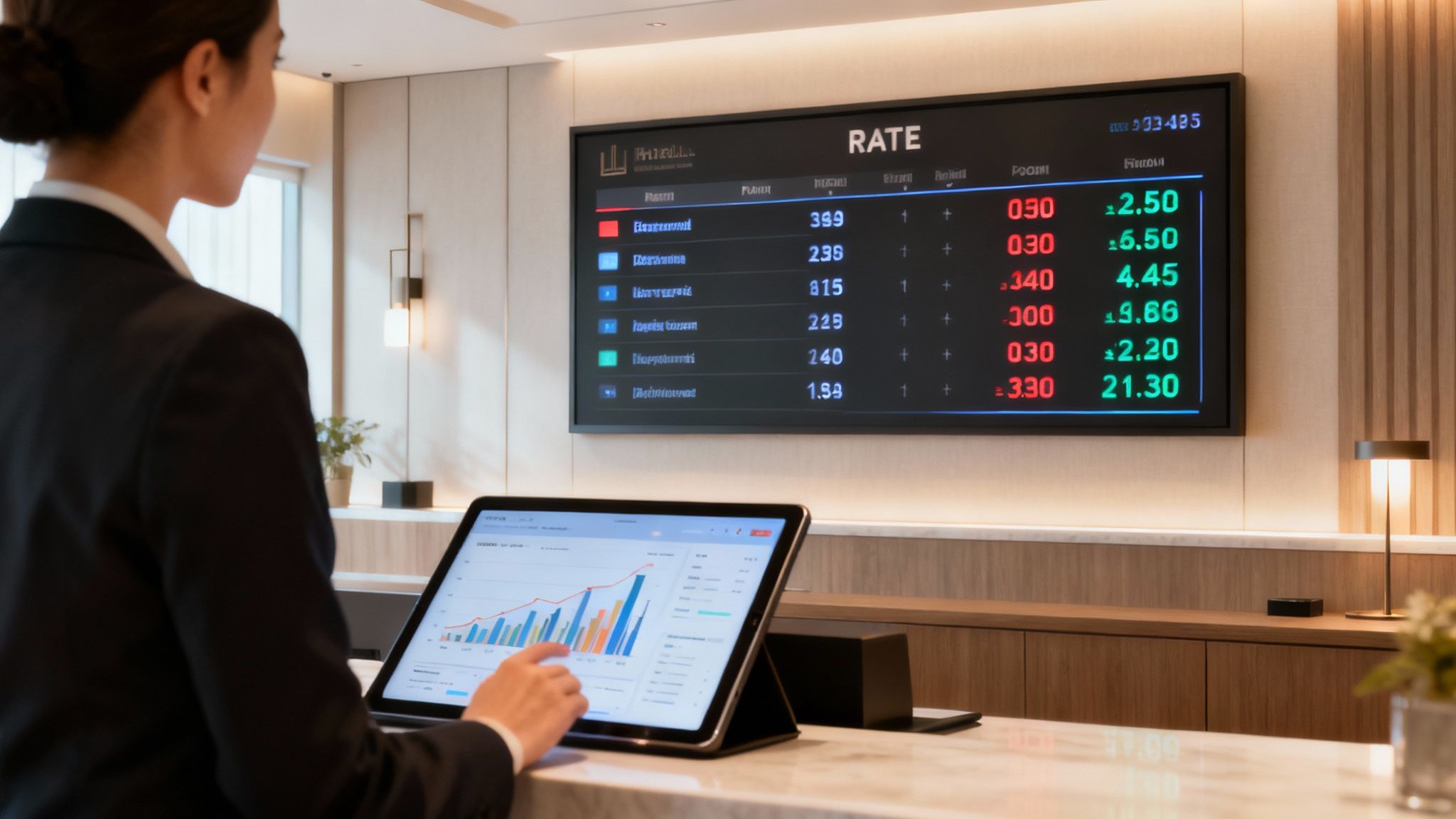 Several casino chips and cards illuminated by a neon light, representing gaming resort revenue.