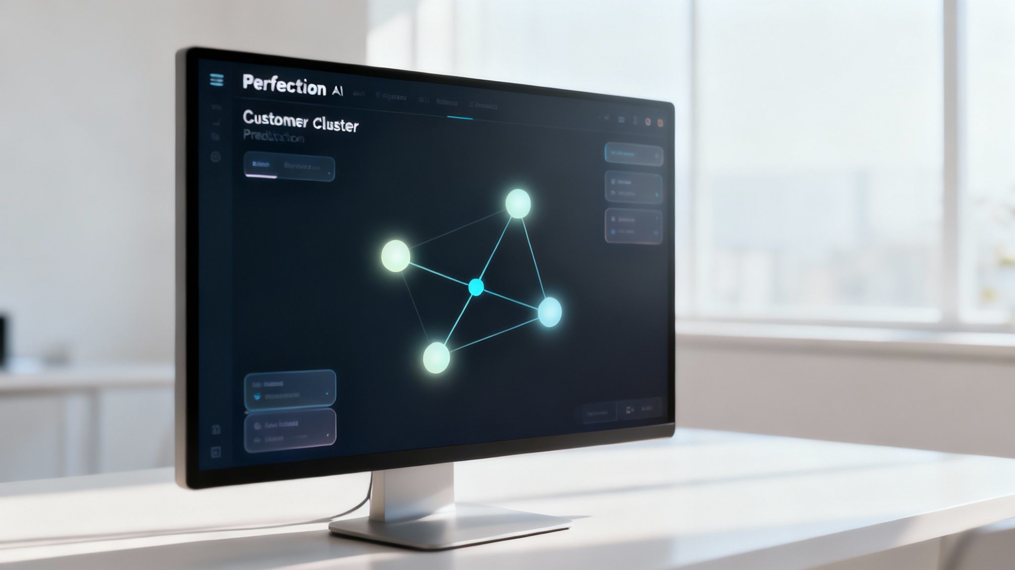 A visual representation of different customer segments being analyzed and categorized by an AI.